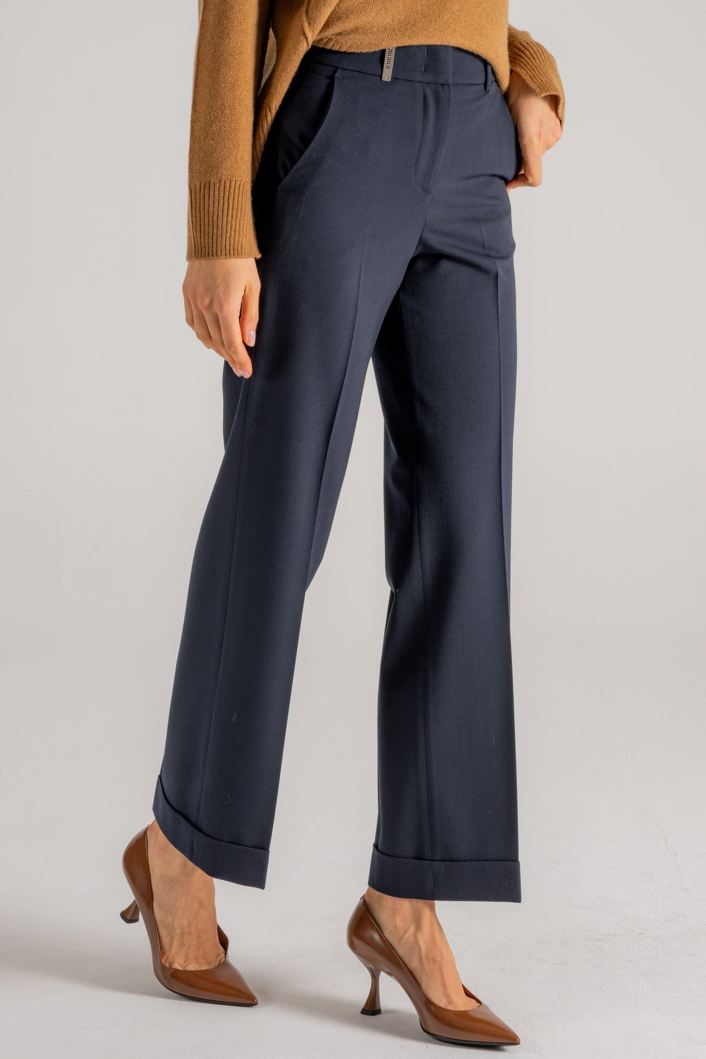  Peserico Pantalone Twill Stretch Nero Blu Donna - 2