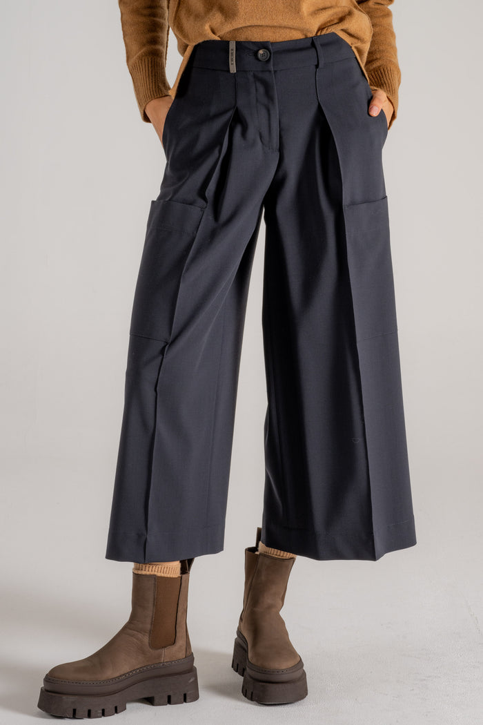 Peserico Pantalone Twill Stretch Blu Donna