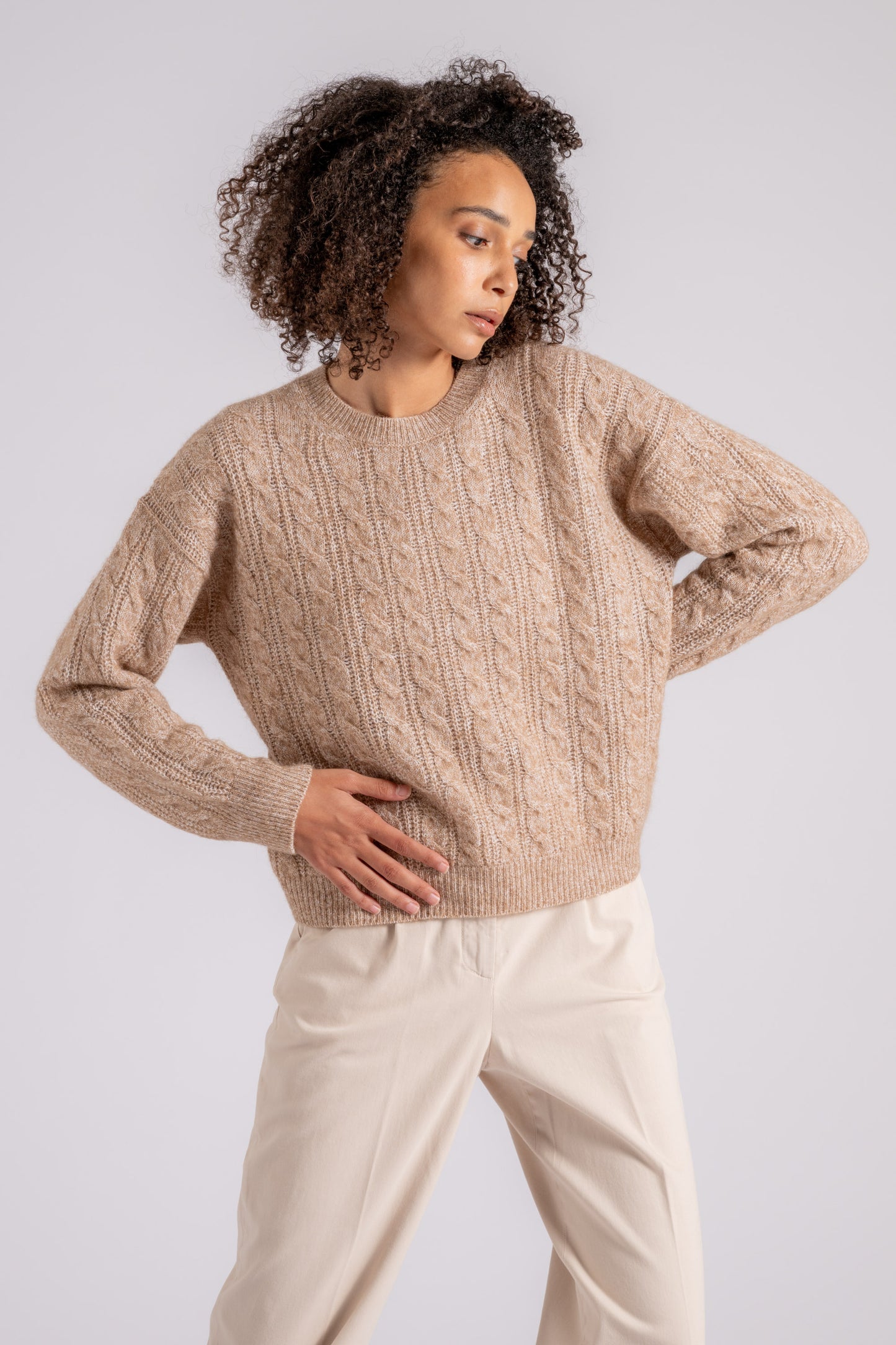  Peserico Maglia In Tricot Lana/alpaca/seta/cachemire Beige Beige Donna - 2