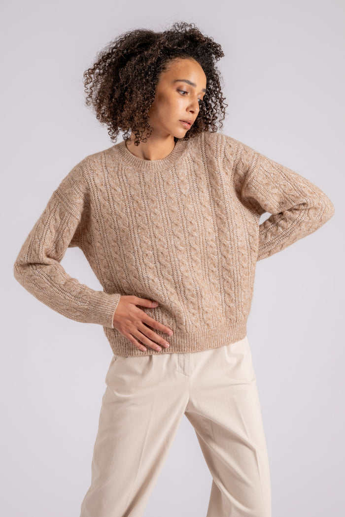 Peserico Maglia in Tricot Lana/Alpaca/Seta/Cachemire Beige-2