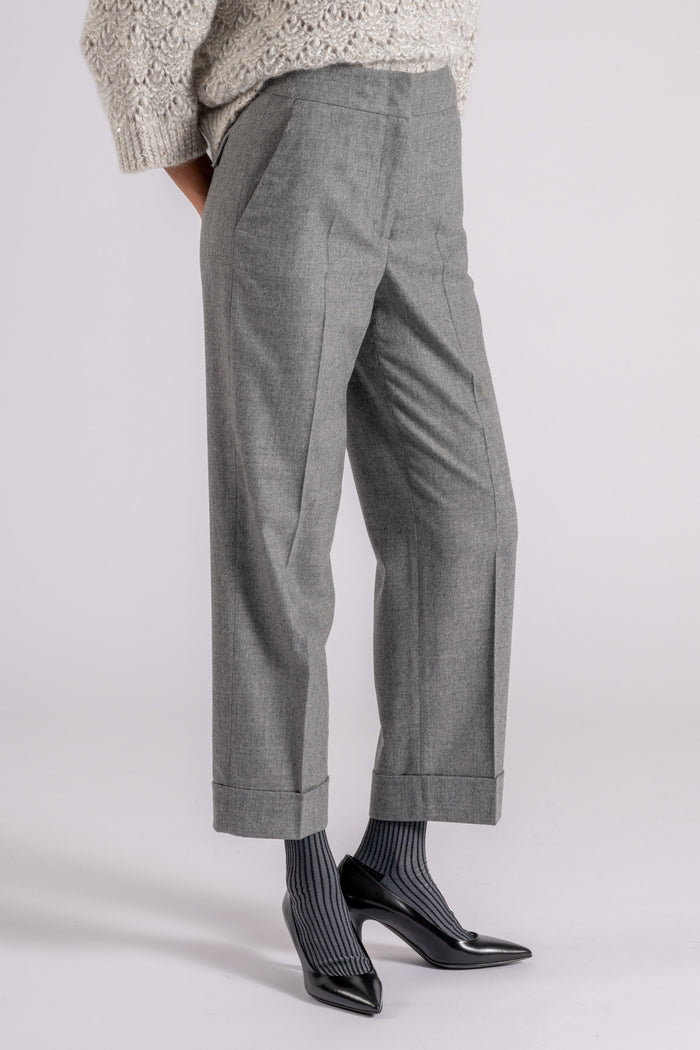 Peserico Pantalone Flanella Lana/Cashmere/Elastam Grigio