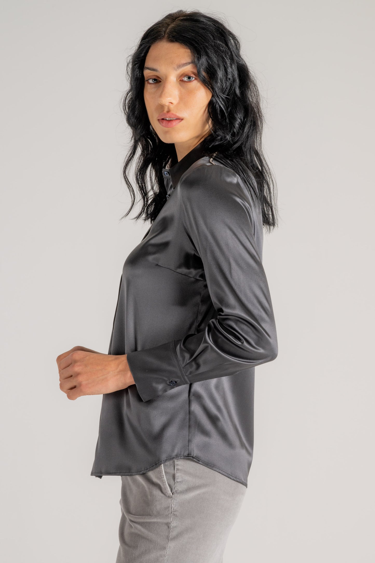  Peserico Camicia Raso Di Seta Grigio Grigio Donna - 3