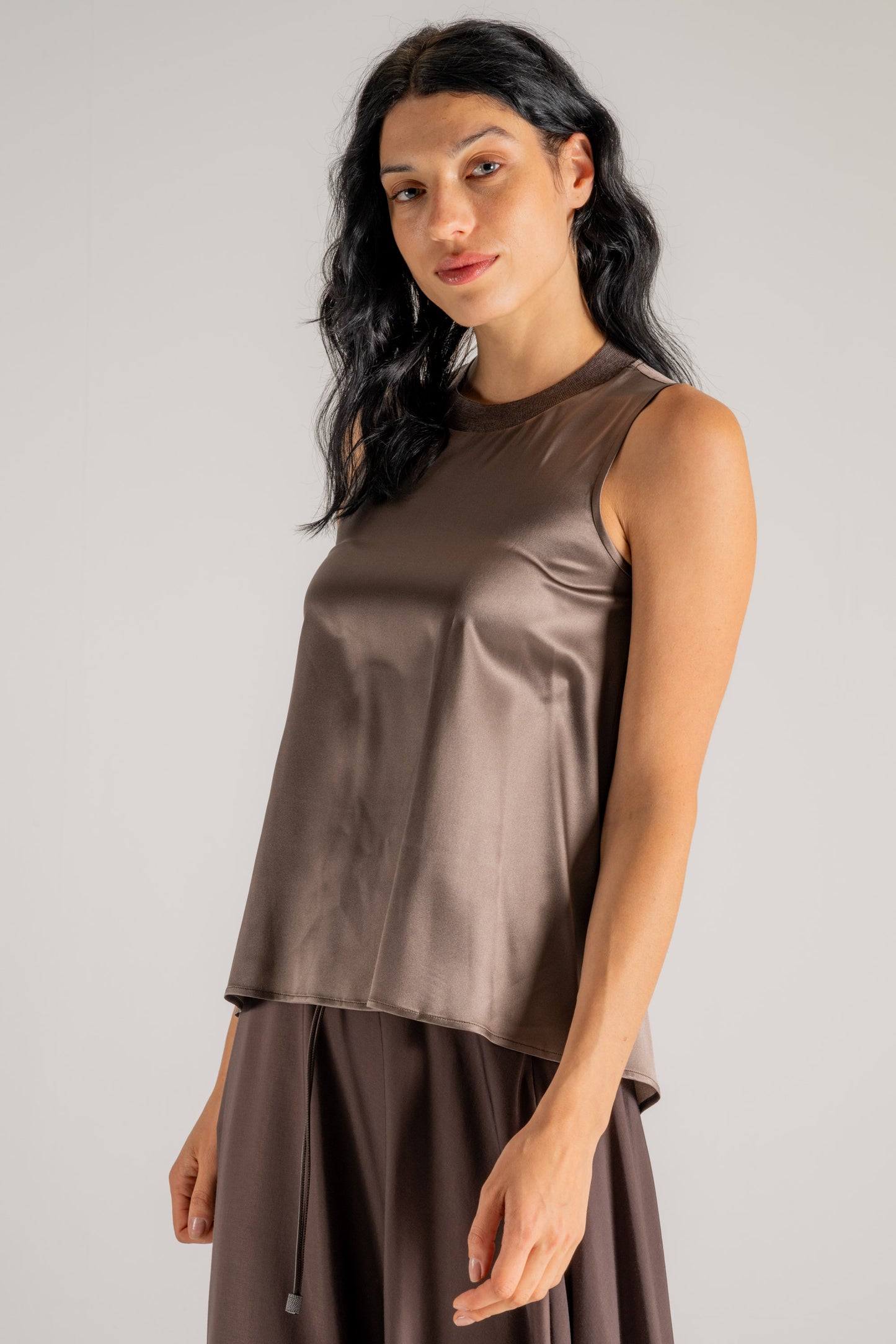  Peserico Top Raso Di Seta Marrone Marrone Donna - 1