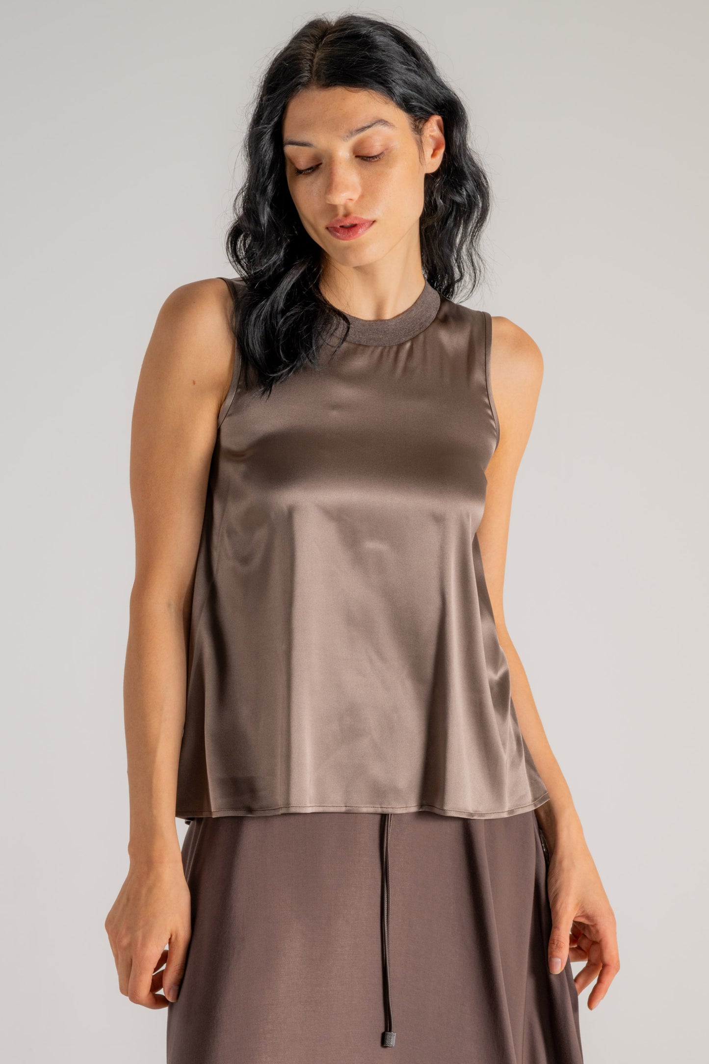  Peserico Top Raso Di Seta Marrone Marrone Donna - 3