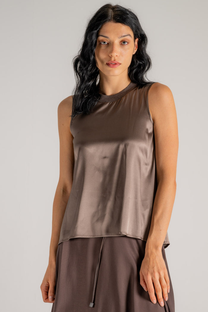  Peserico Top Raso Di Seta Marrone Marrone Donna - 4