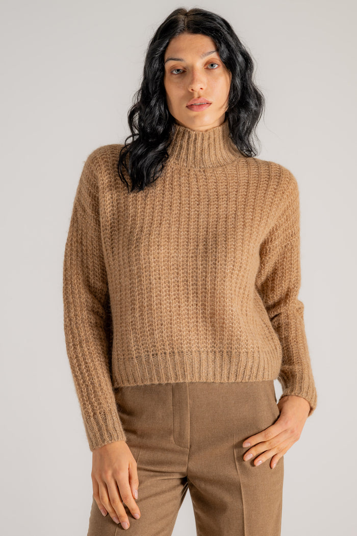  Peserico Maglia Collo Alto Beige Beige Donna - 3