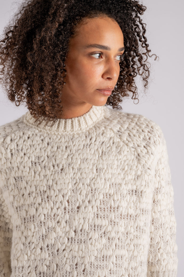  Peserico Alpaca, Wool, And Polyamide Fiber Sweater In White Bianco Donna - 3