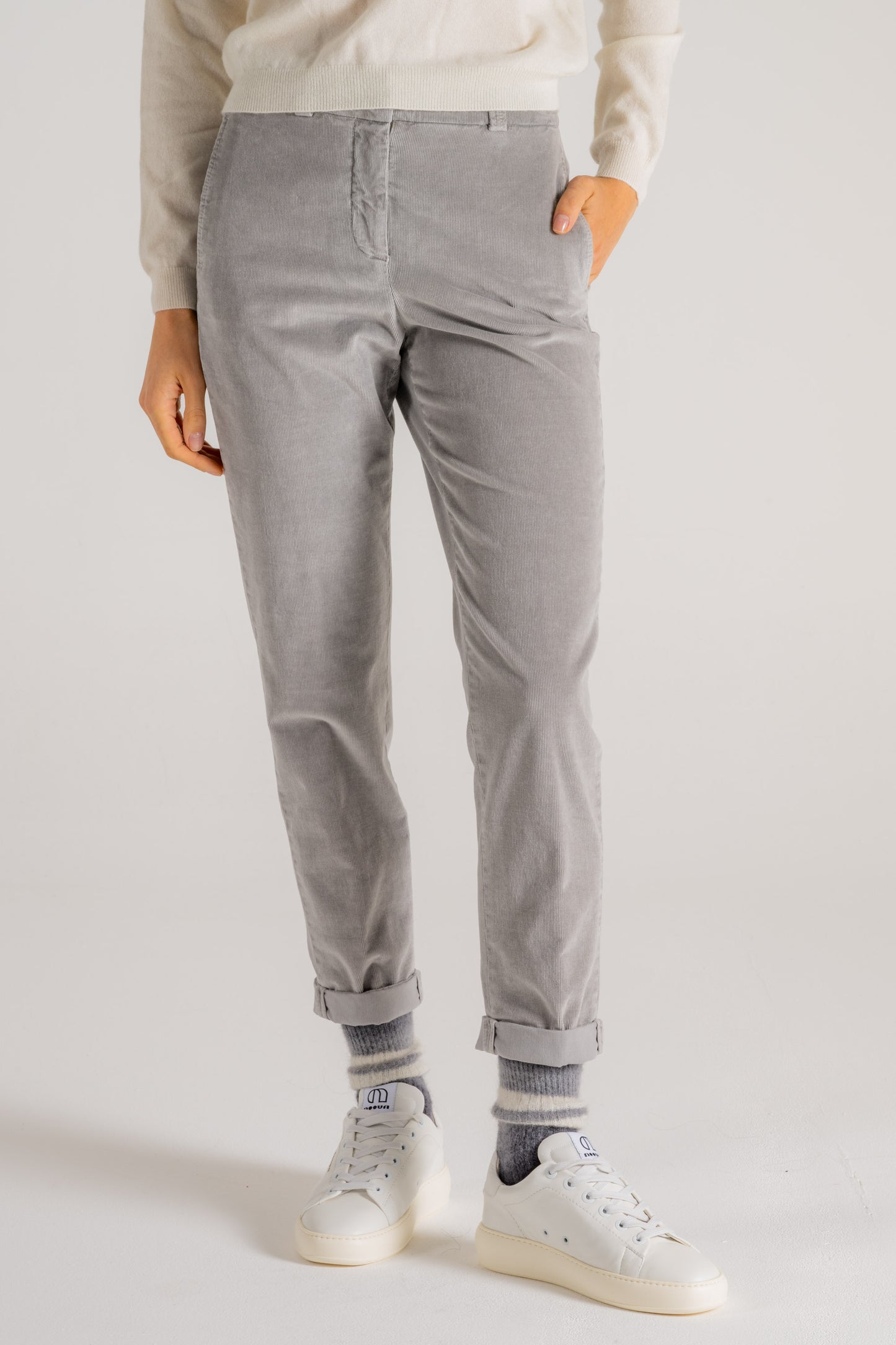  Peserico Pantalone Velluto 2000 Righe Grigio Grigio Donna - 2