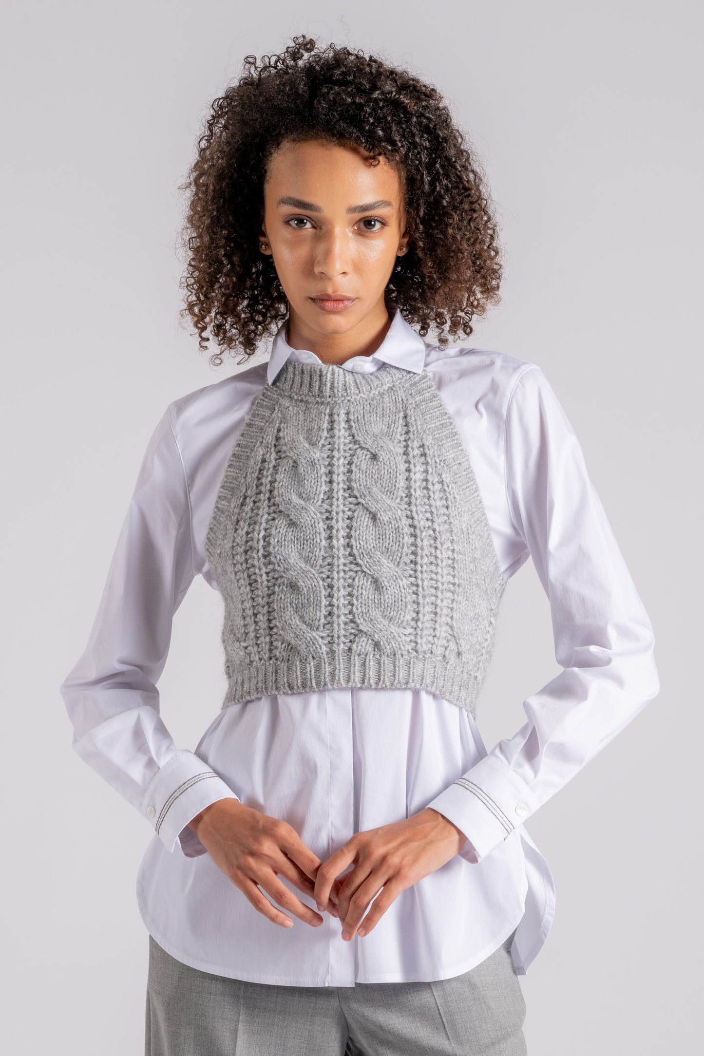  Peserico Top In Tricot Grigio Grigio Donna - 1