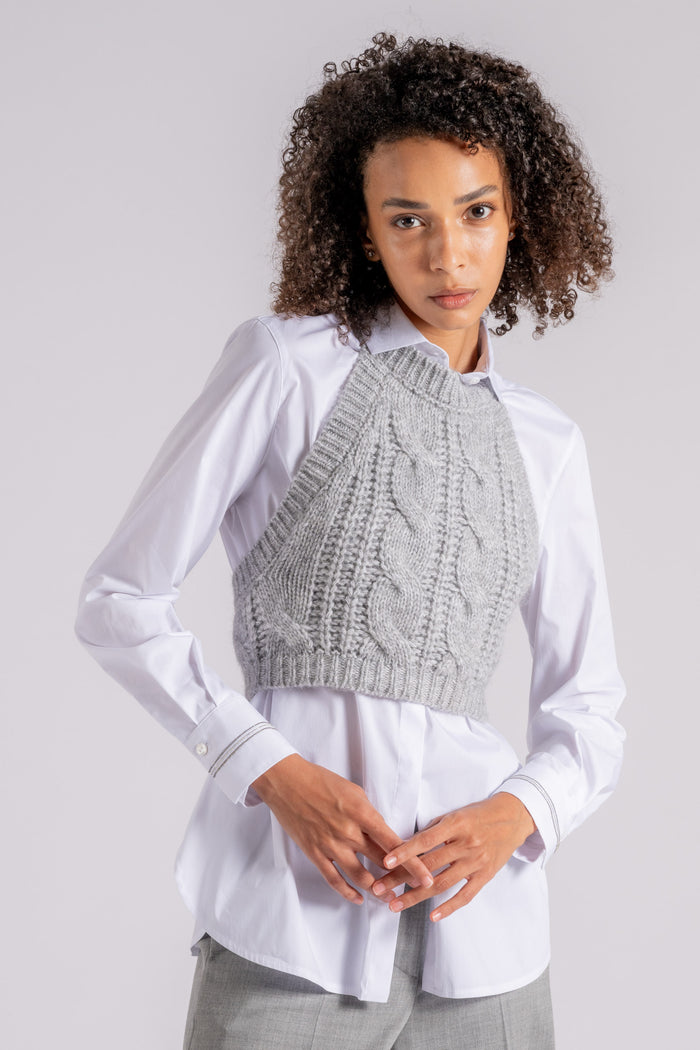 Peserico Top in Tricot Grigio-2