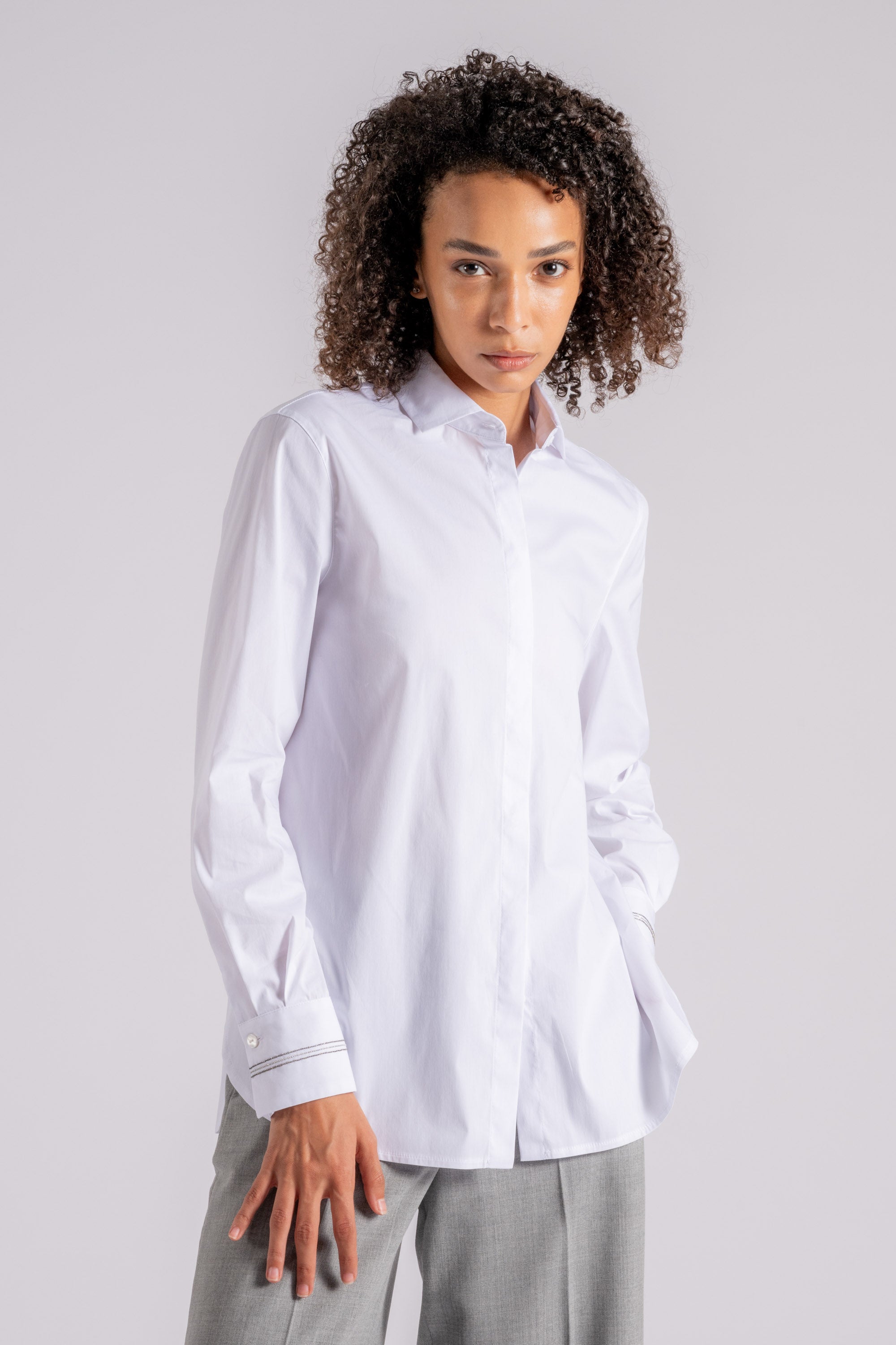 Peserico Camicia Popeline Bianco Blu Donna