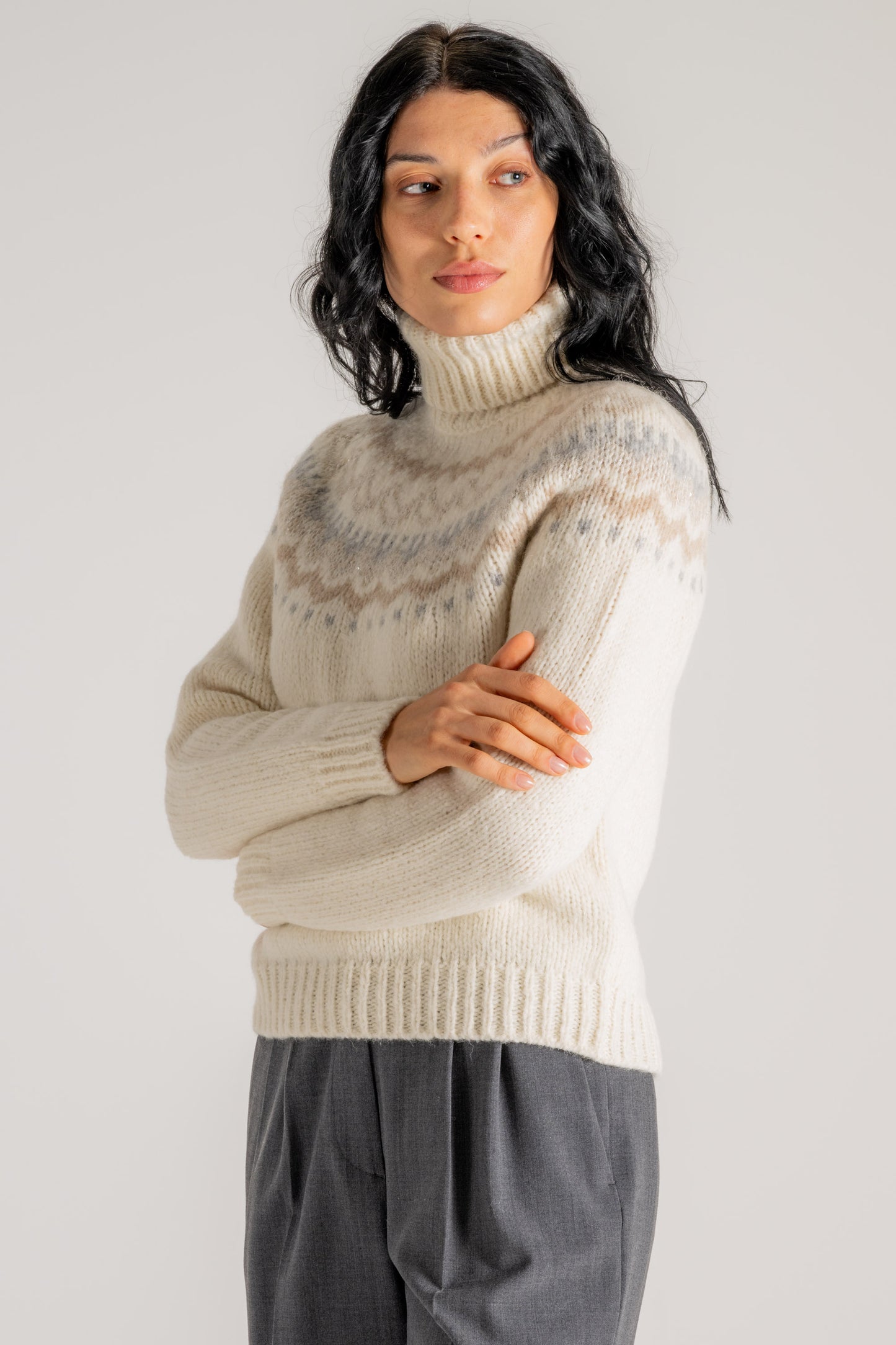  Peserico Maglia Filato Alpaca E Lana Bianco Bianco Donna - 4