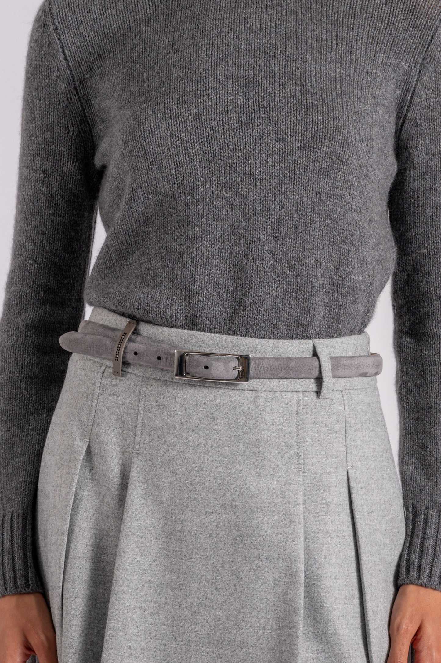  Peserico Nubuck Leather Belt Gray Grigio Donna - 1