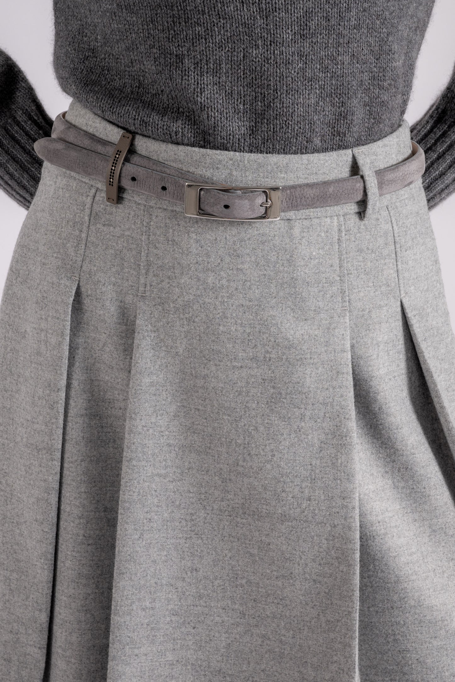  Peserico Nubuck Leather Belt Gray Grigio Donna - 3