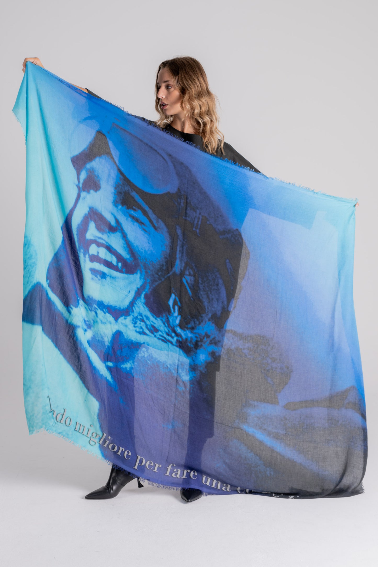  Faliero Sarti Multicolor Scarf In Modal/cashmere Azzurro Donna - 1