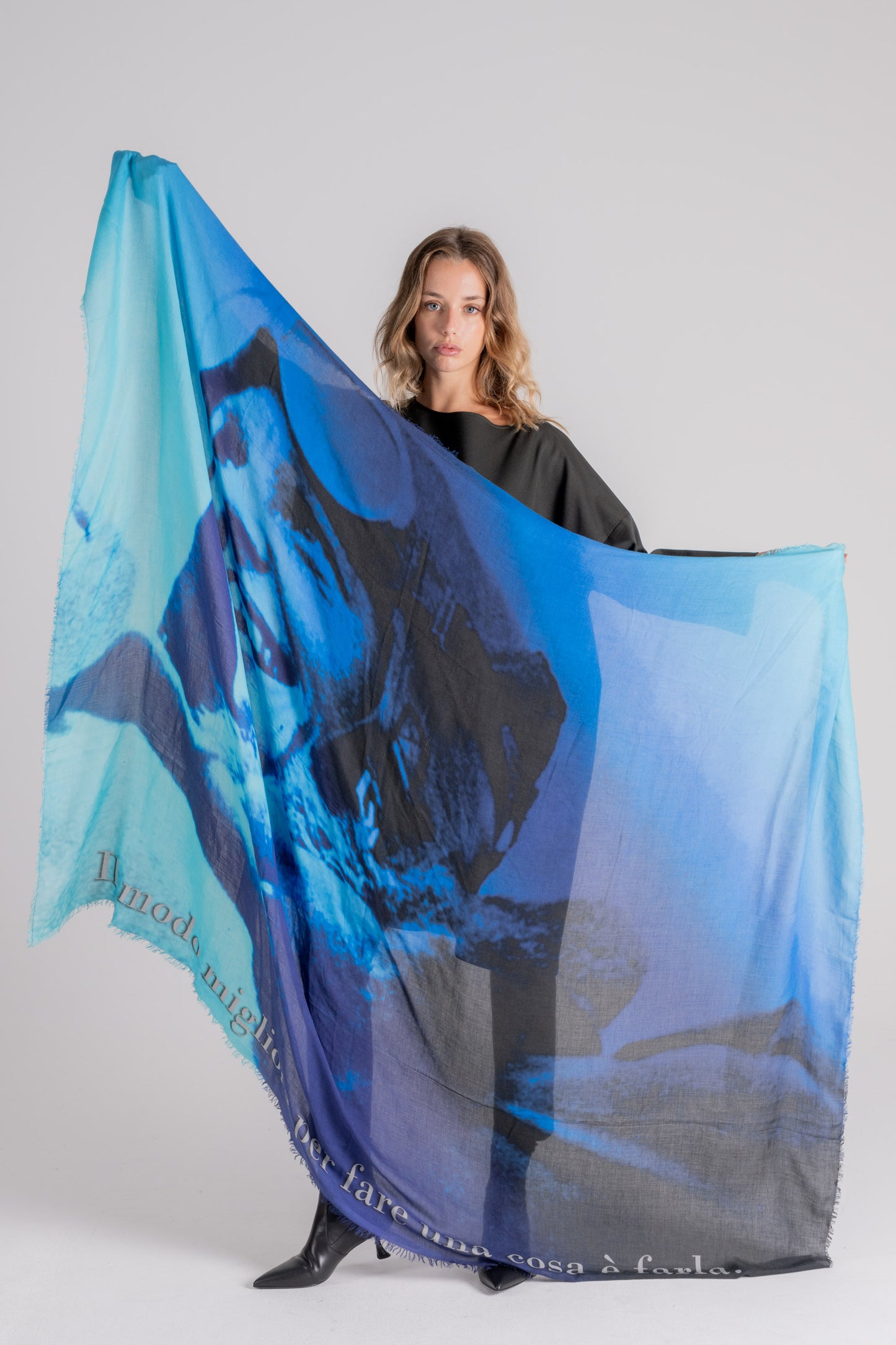  Faliero Sarti Multicolor Scarf In Modal/cashmere Azzurro Donna - 3