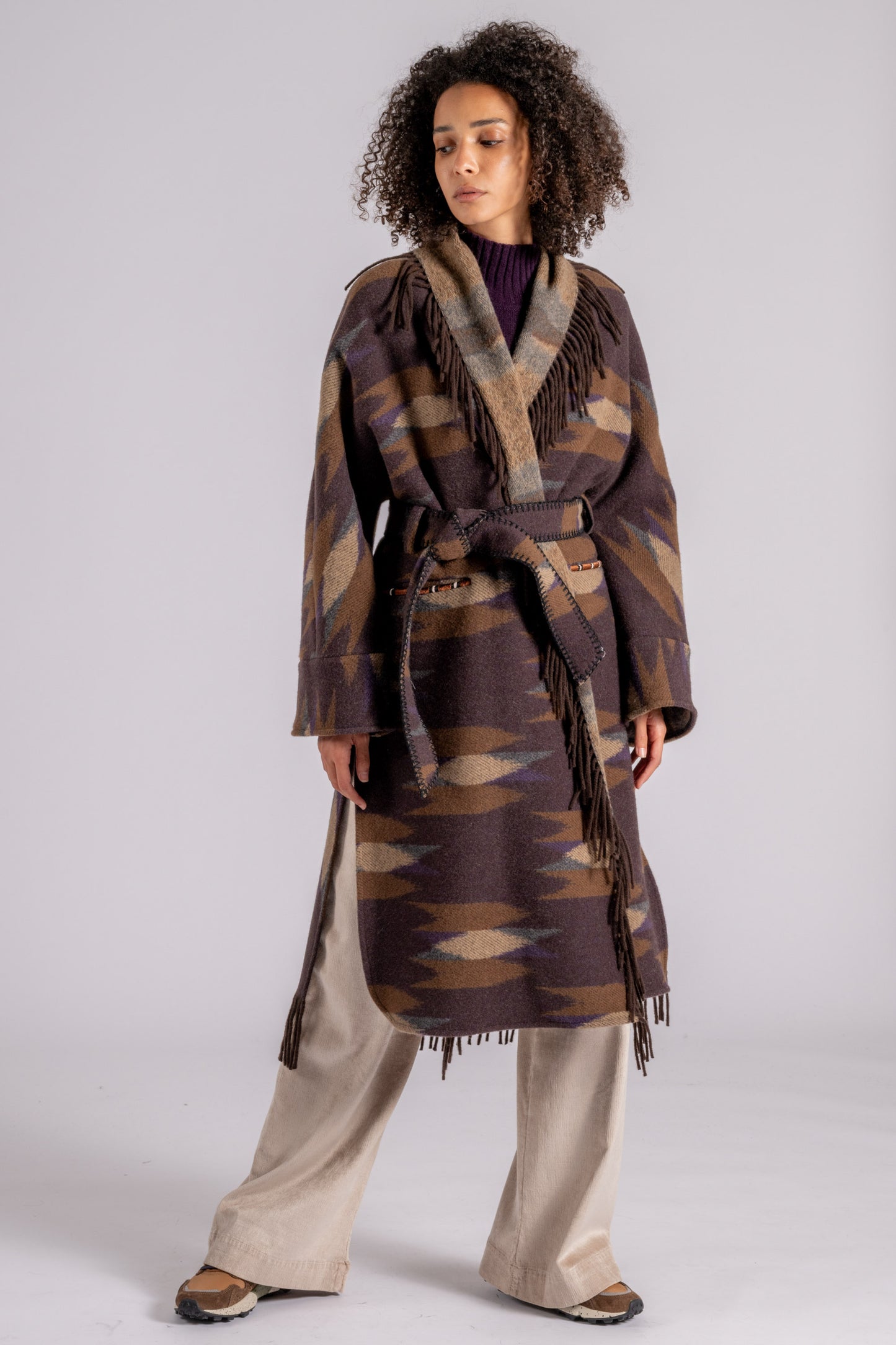  Bazar Deluxe Long Wool/polyamide Brown Cape Marrone Donna - 2