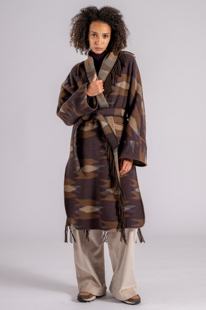  Bazar Deluxe Long Wool/polyamide Brown Cape Marrone Donna - 3