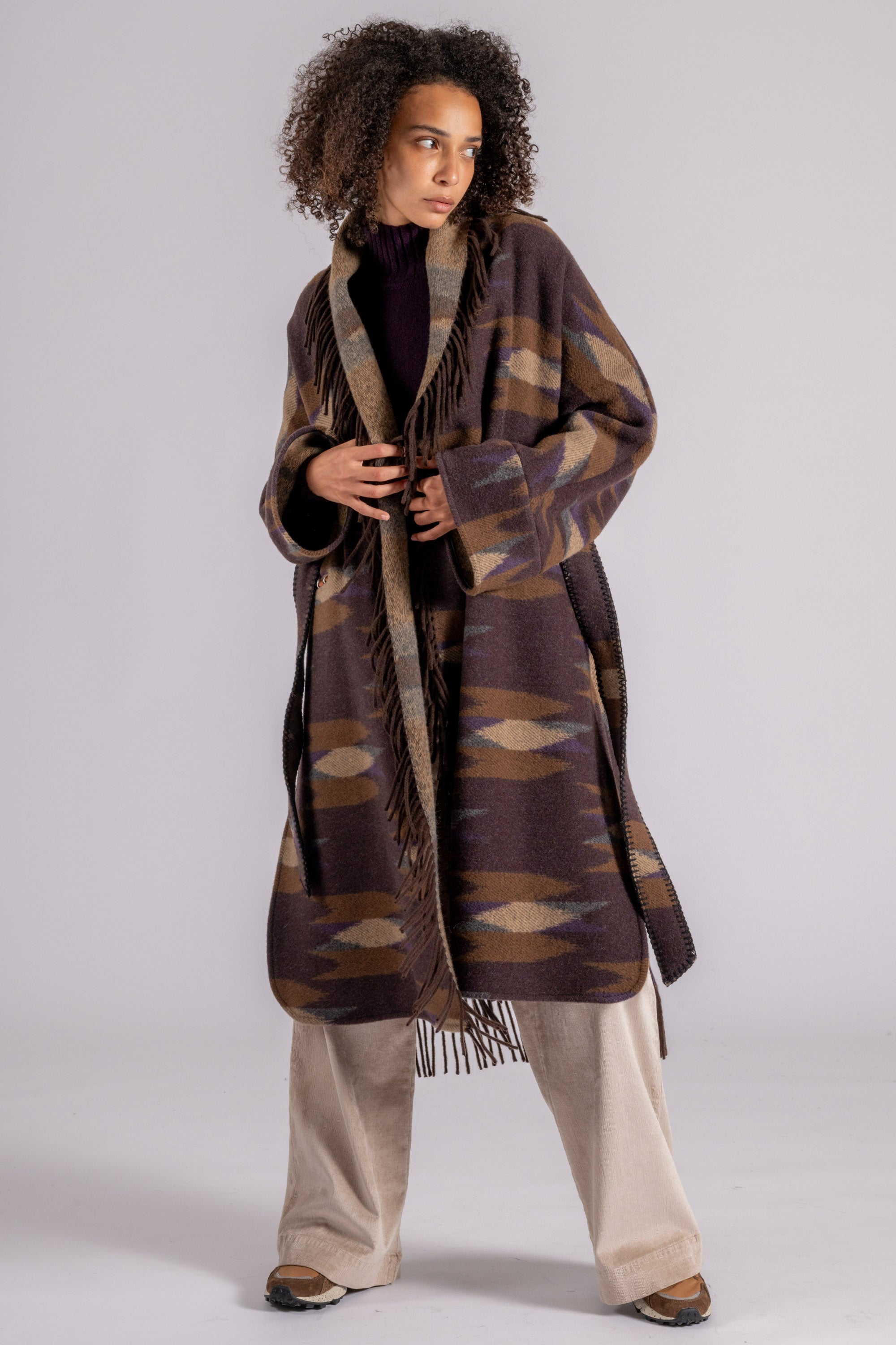 Bazar Deluxe Long Wool polyamide Brown Cape Marrone 216 Donna Modamica