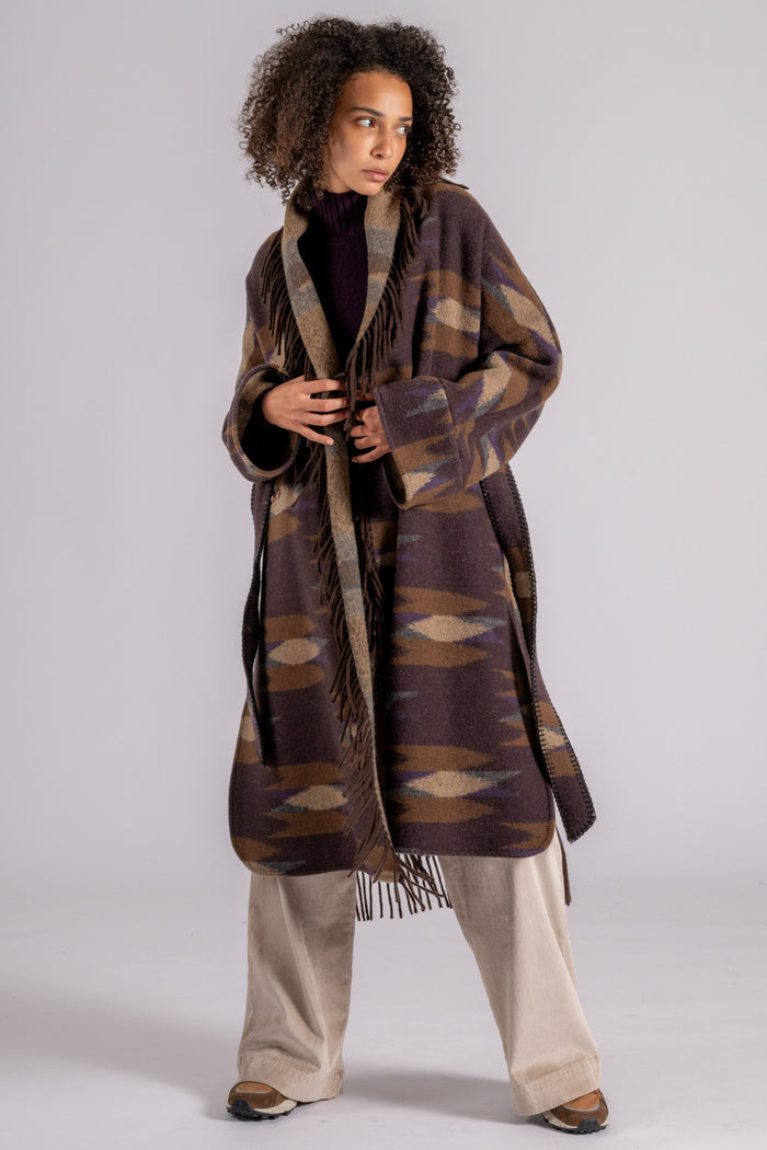  Bazar Deluxe Long Wool/polyamide Brown Cape Marrone Donna - 4