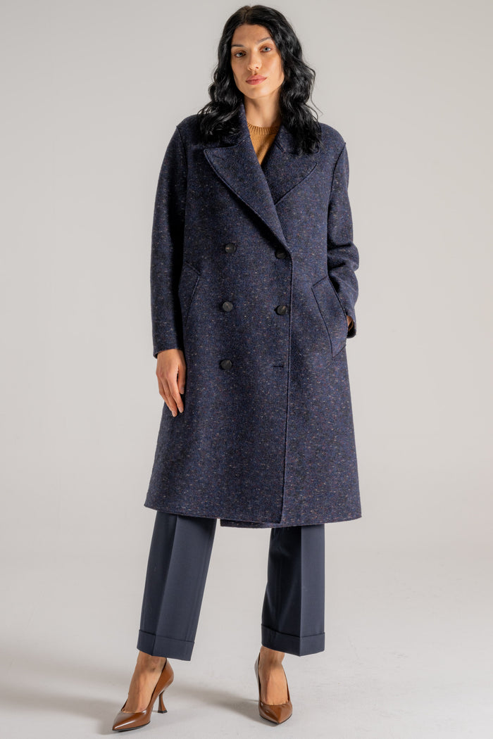 Harris Wharf London Woman Sailor Coat Boiled Wool Blu Donna