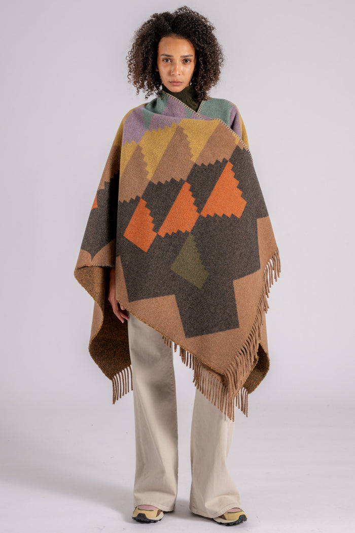 Bazar Deluxe Poncho multicoloreee in Lana/Poliamidica