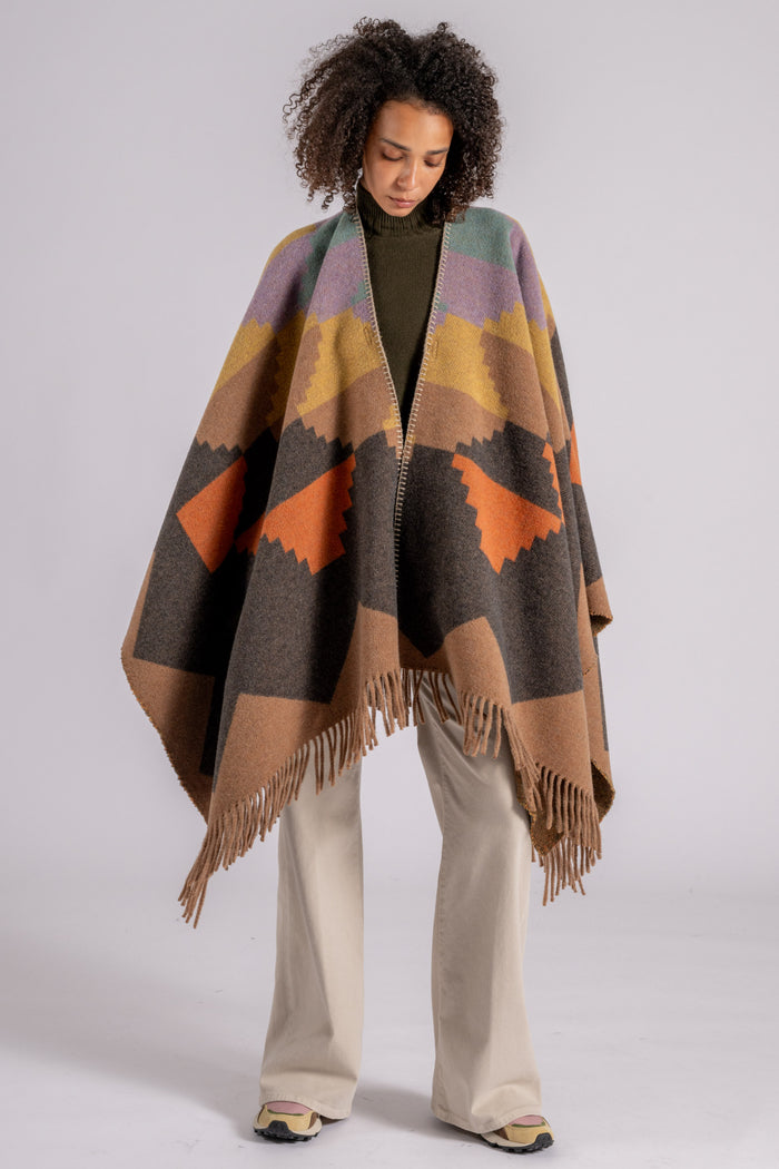 Bazar Deluxe Poncho multicoloreee in Lana/Poliamidica-2