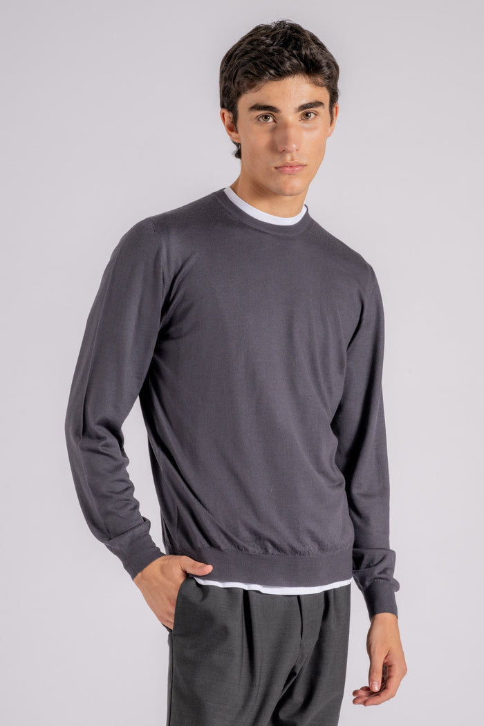  Fedeli Wool Sweater 140 Crew Neck Multicolor Grigio Uomo - 3