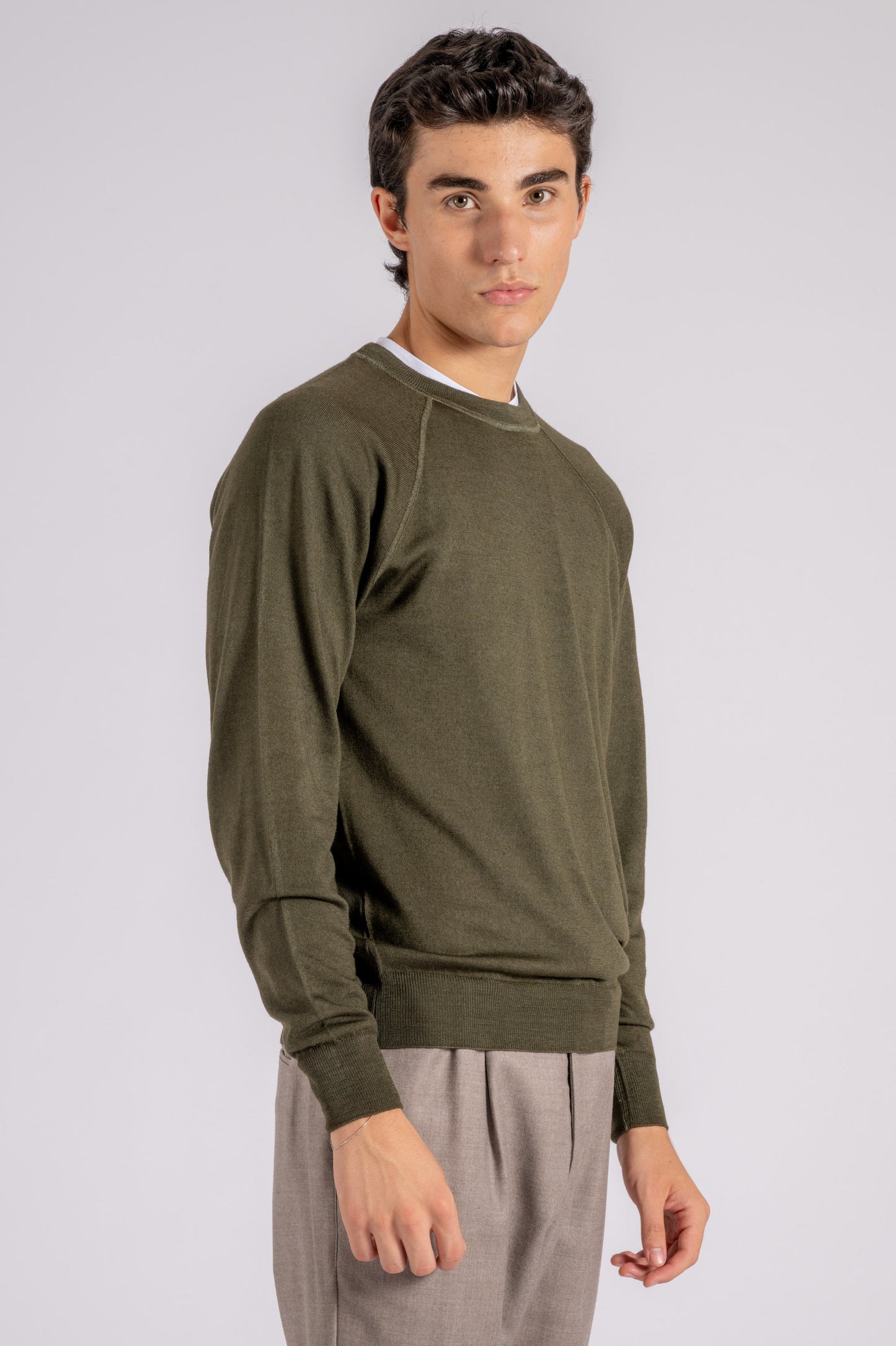  Fedeli Tiger Merino Wool Multicolor Sweater Verde Uomo - 3