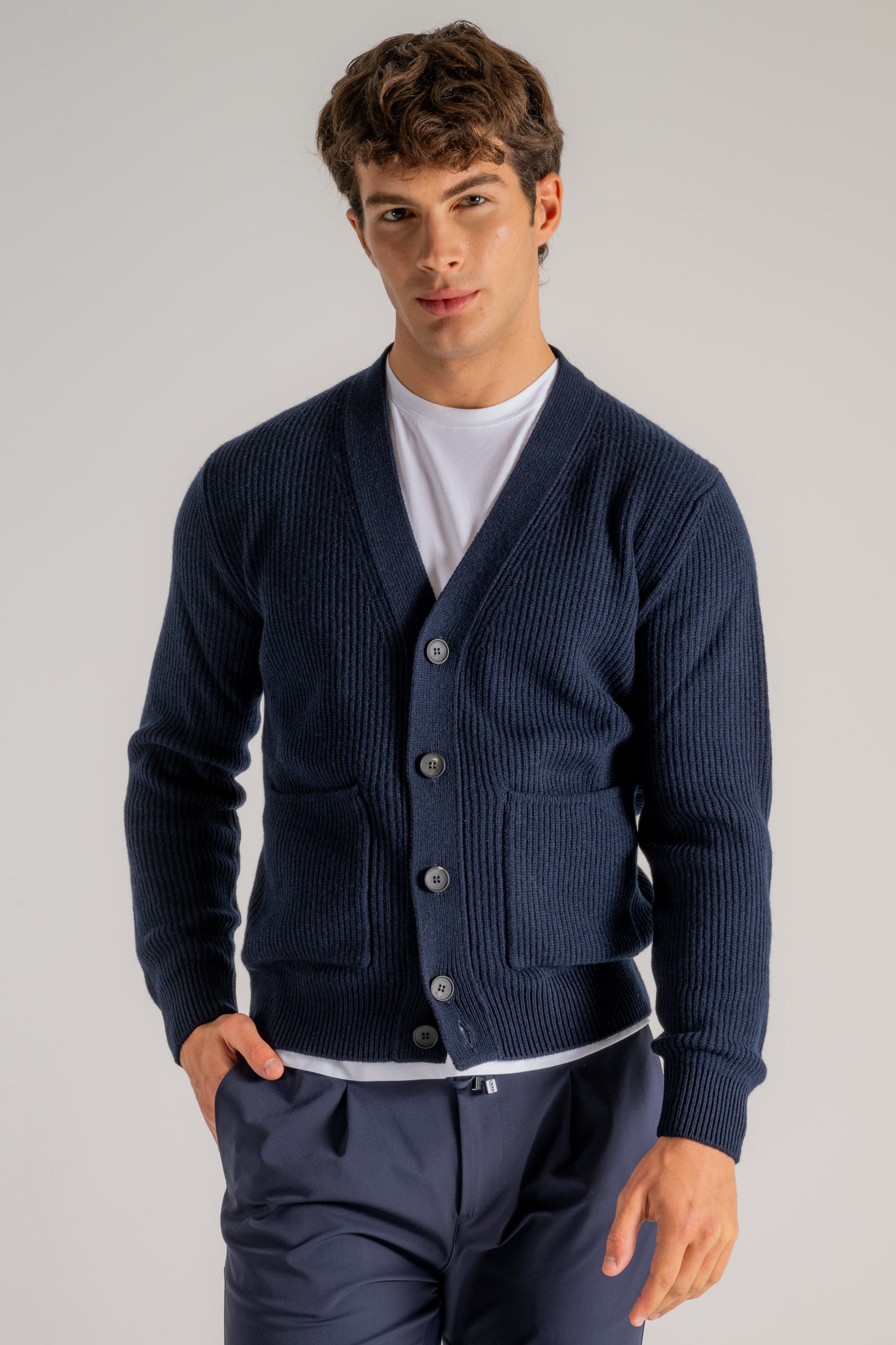  Filippo De Laurentiis Cardigan Bottoni Blu Uomo - 2