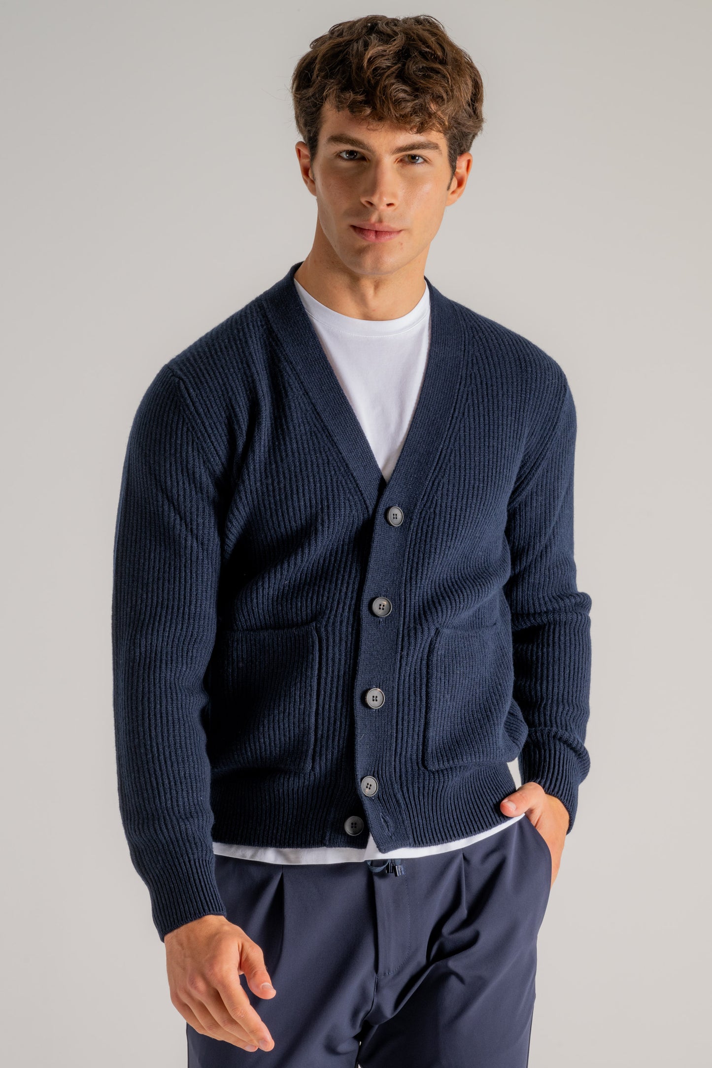  Filippo De Laurentiis Cardigan Bottoni Blu Uomo - 3