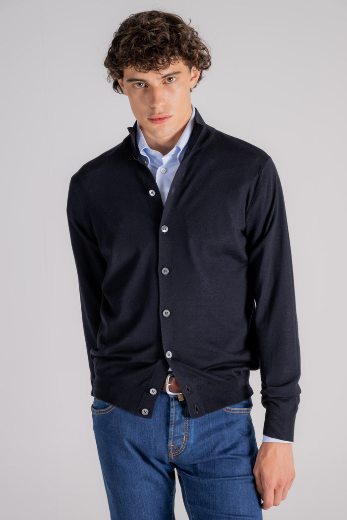 Filippo De Laurentiis Sweater with Buttons 100% WV Blue