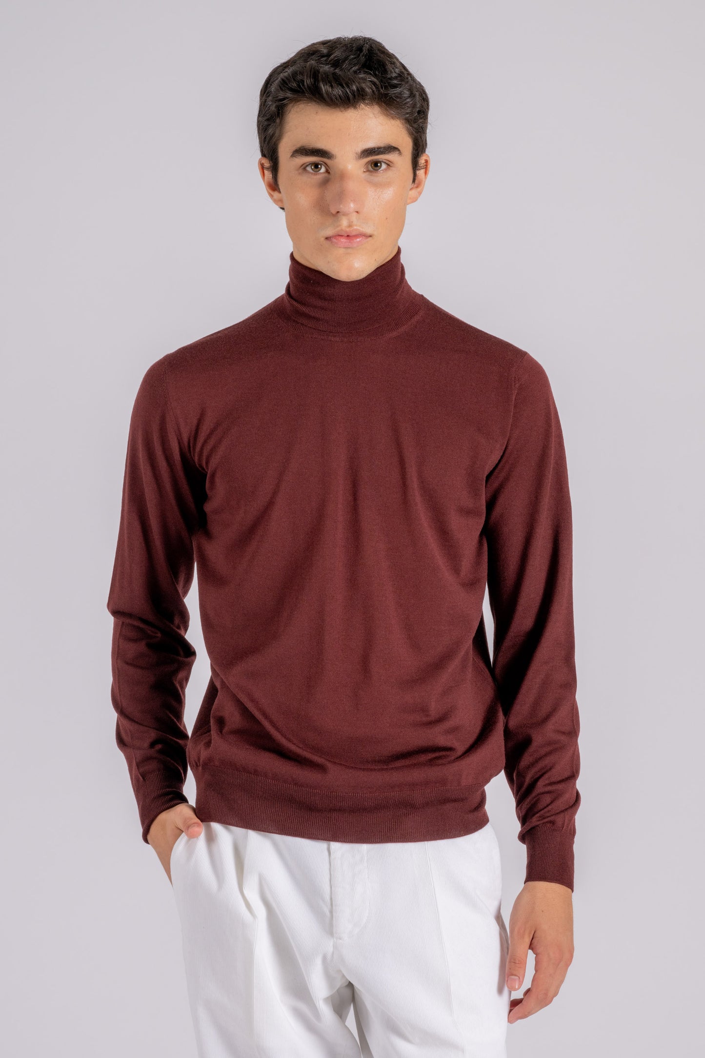  Filippo De Laurentiis Turtleneck Sweater In Royal Merino Wool Red Rosso Uomo - 1