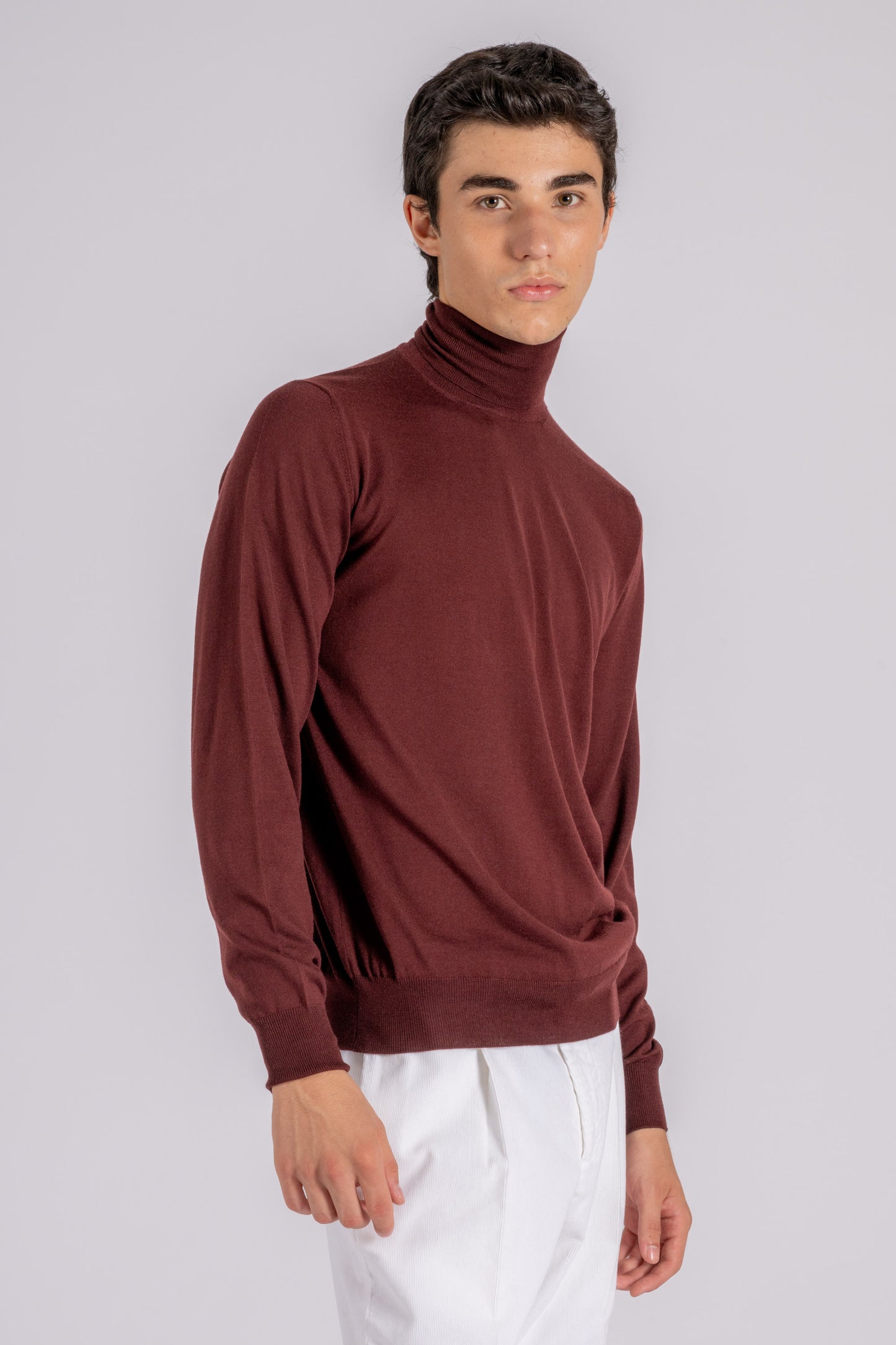  Filippo De Laurentiis Turtleneck Sweater In Royal Merino Wool Red Rosso Uomo - 2