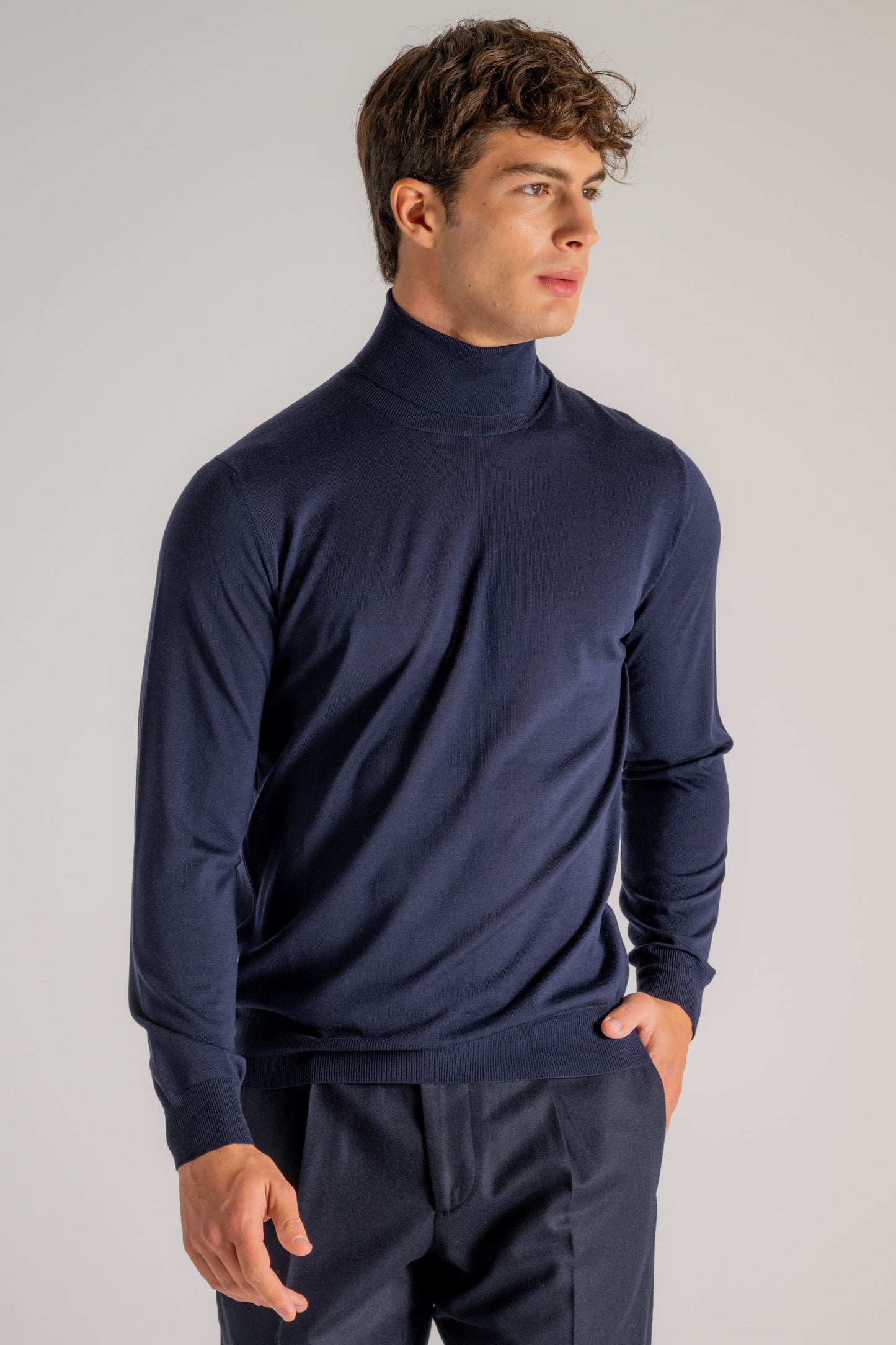  Filippo De Laurentiis Maglia Dolcevita Royal Merino Blu Blu Uomo - 2