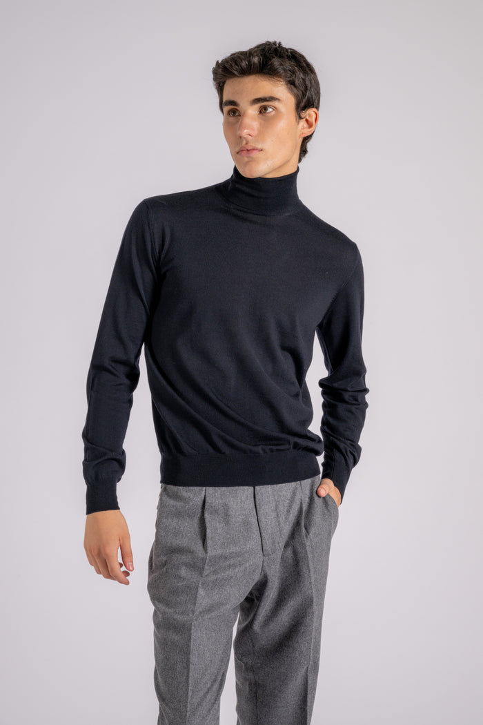 Filippo De Laurentiis Turtleneck Sweater Royal Merino Blue