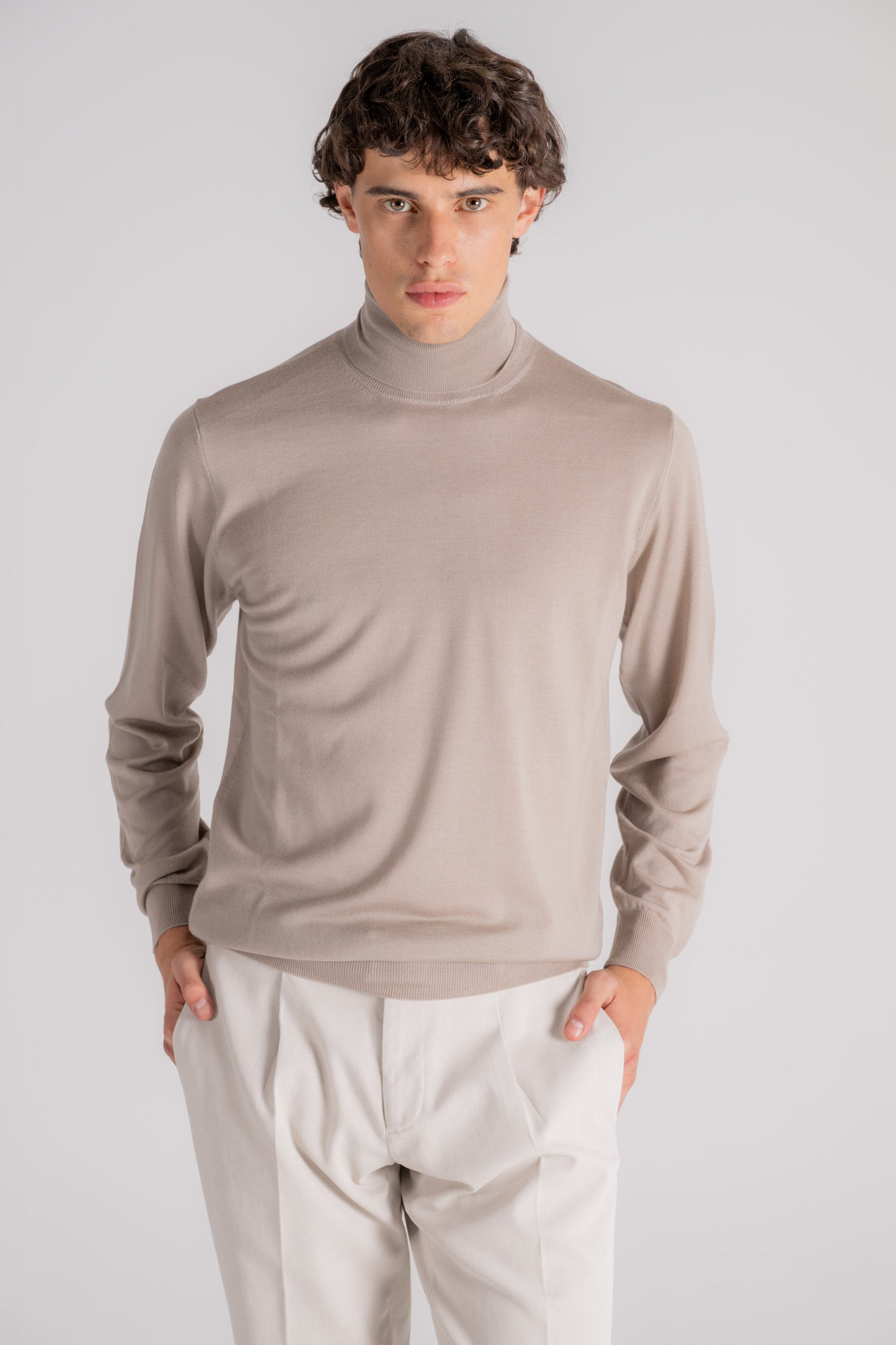  Filippo De Laurentiis Turtleneck Royal Merino Sweater Beige Beige Uomo - 1