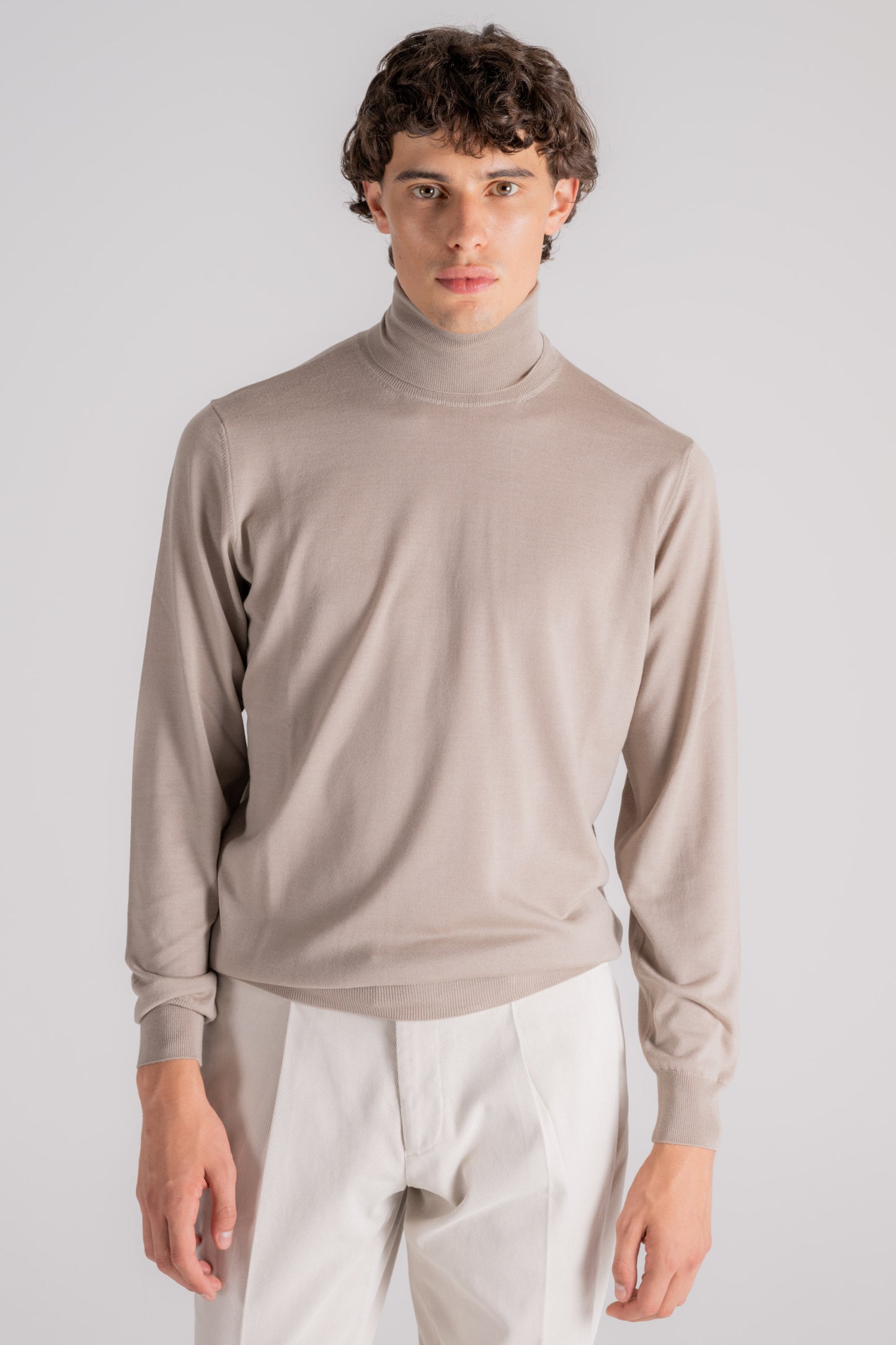  Filippo De Laurentiis Turtleneck Royal Merino Sweater Beige Beige Uomo - 2