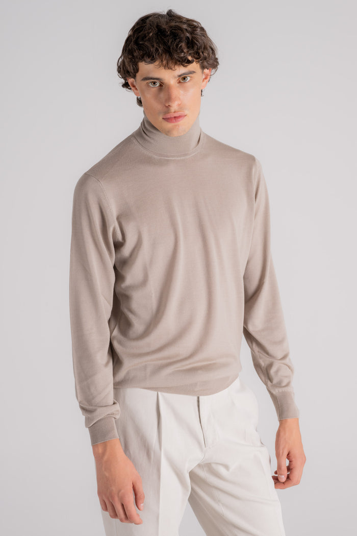  Filippo De Laurentiis Turtleneck Royal Merino Sweater Beige Beige Uomo - 3