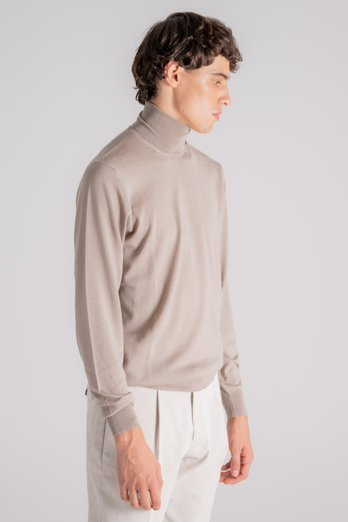  Filippo De Laurentiis Turtleneck Royal Merino Sweater Beige Beige Uomo - 4