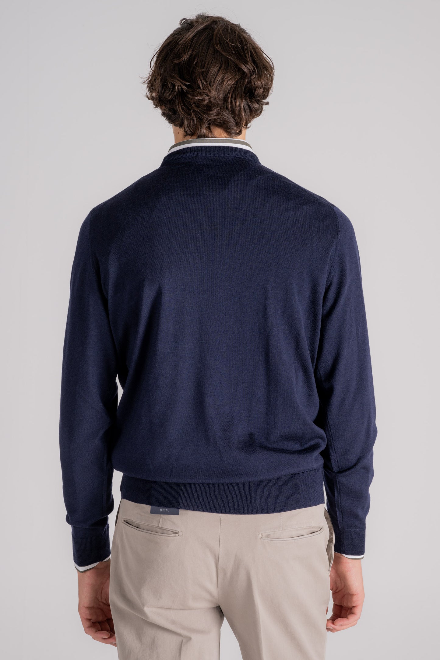  Filippo De Laurentiis Crewneck Sweater 100% Superfine Merino Wool Blue Blu Uomo - 5