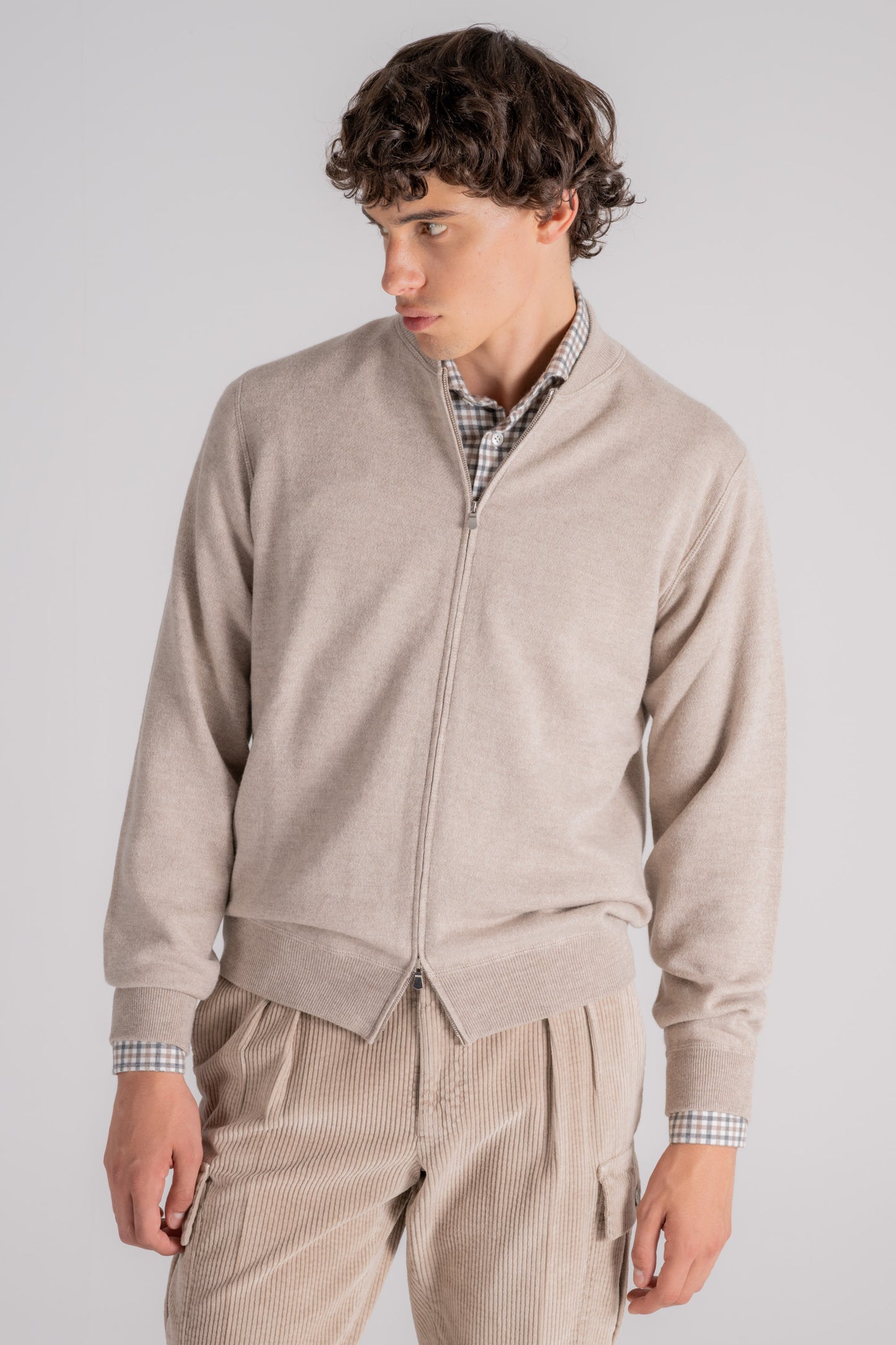  Filippo De Laurentiis Fullzip Bomber Sweater Wool/cashmere Beige Beige Uomo - 1