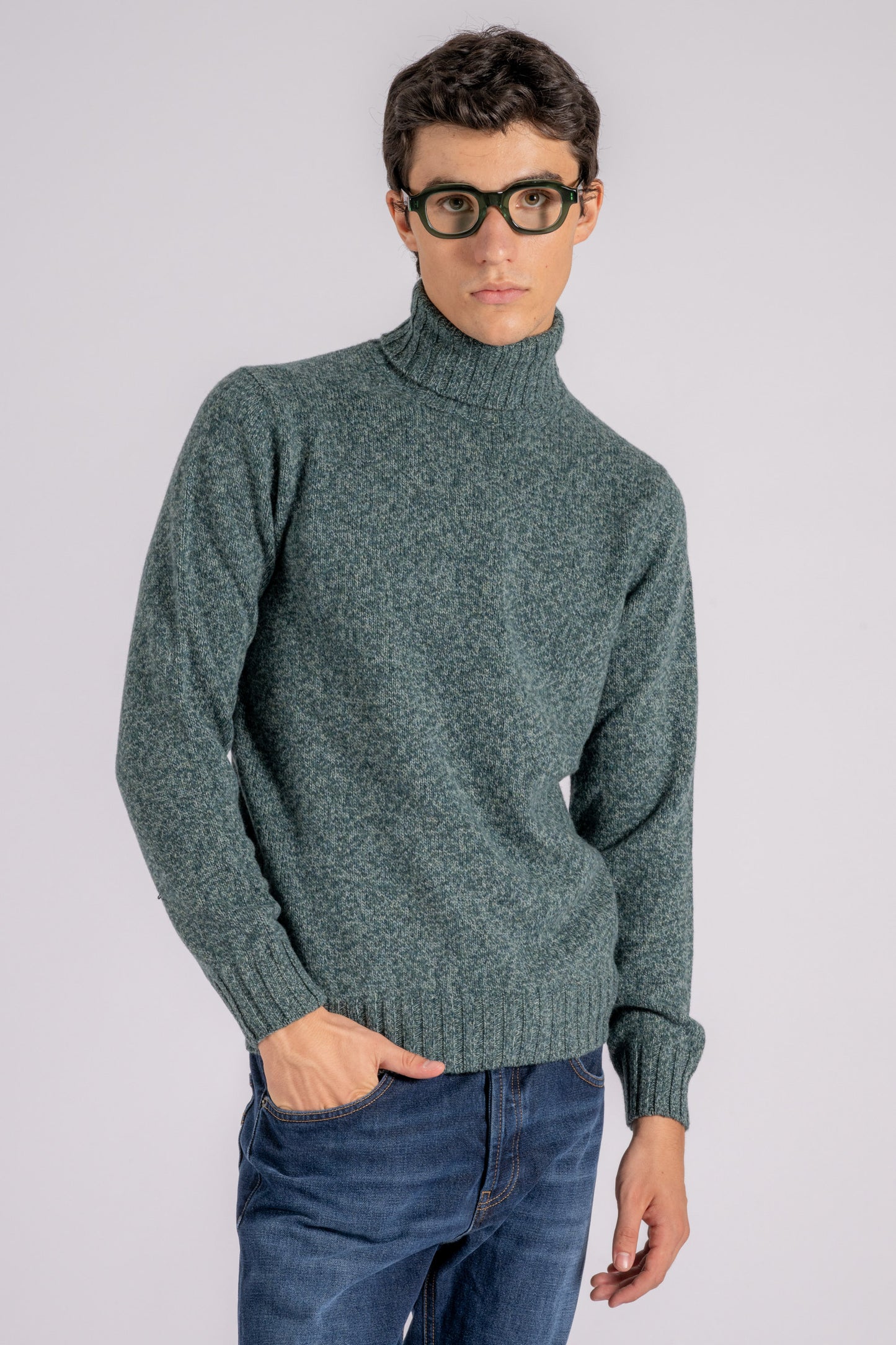  Filippo De Laurentiis Turtleneck Sweater Extra Fine Merino Wool Green Verde Uomo - 2