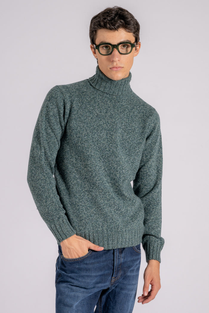 Filippo De Laurentiis Turtleneck Sweater Extra Fine Merino Wool Green-2