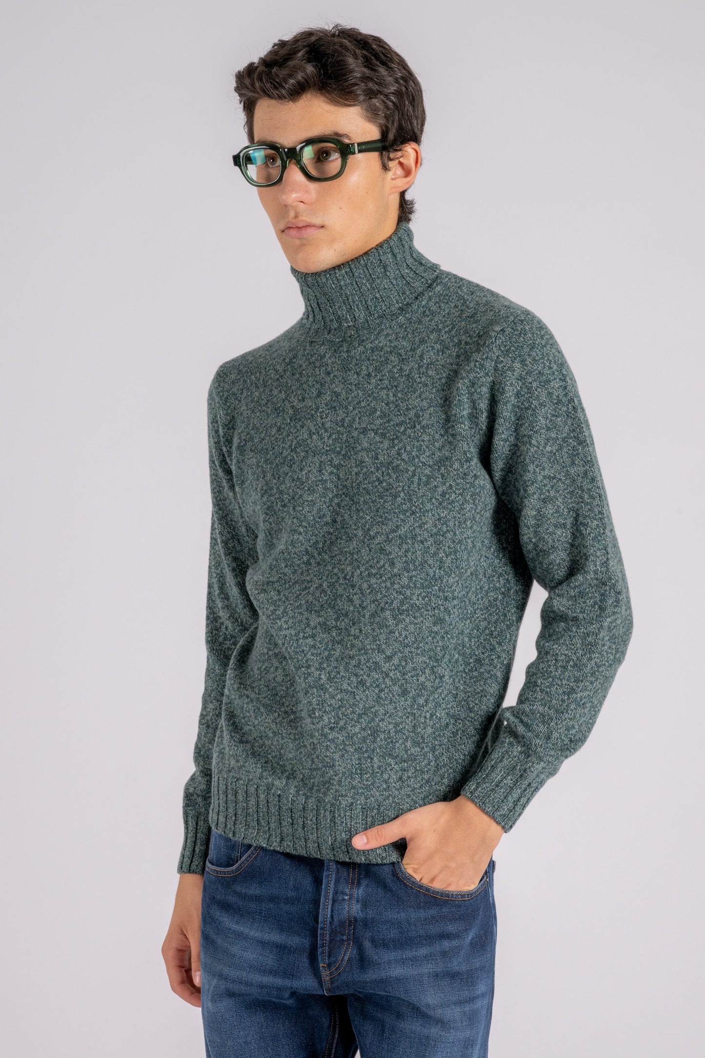  Filippo De Laurentiis Turtleneck Sweater Extra Fine Merino Wool Green Verde Uomo - 3