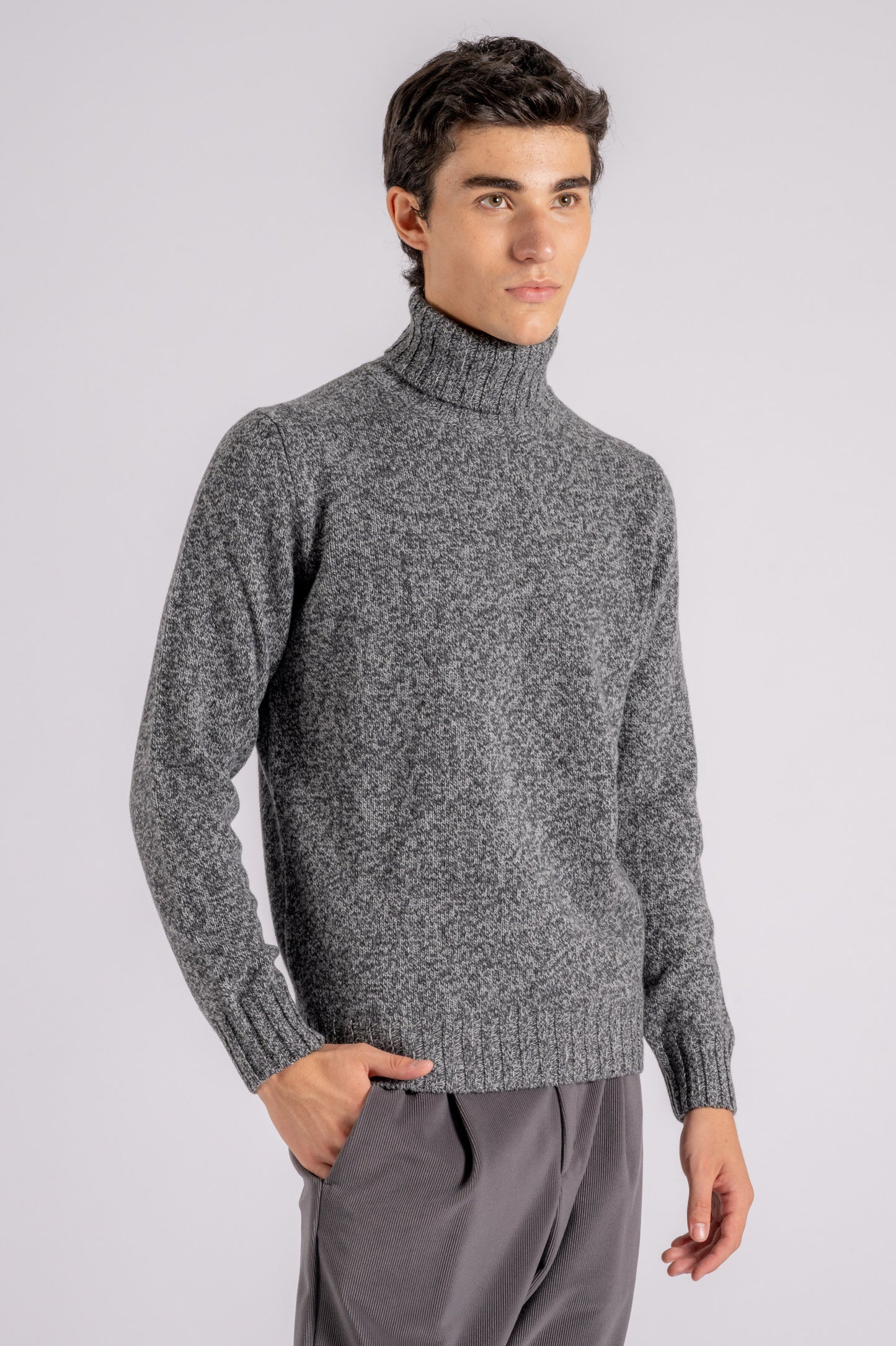  Filippo De Laurentiis Turtleneck Sweater Superfine Merino Wool Grey Grigio Uomo - 1