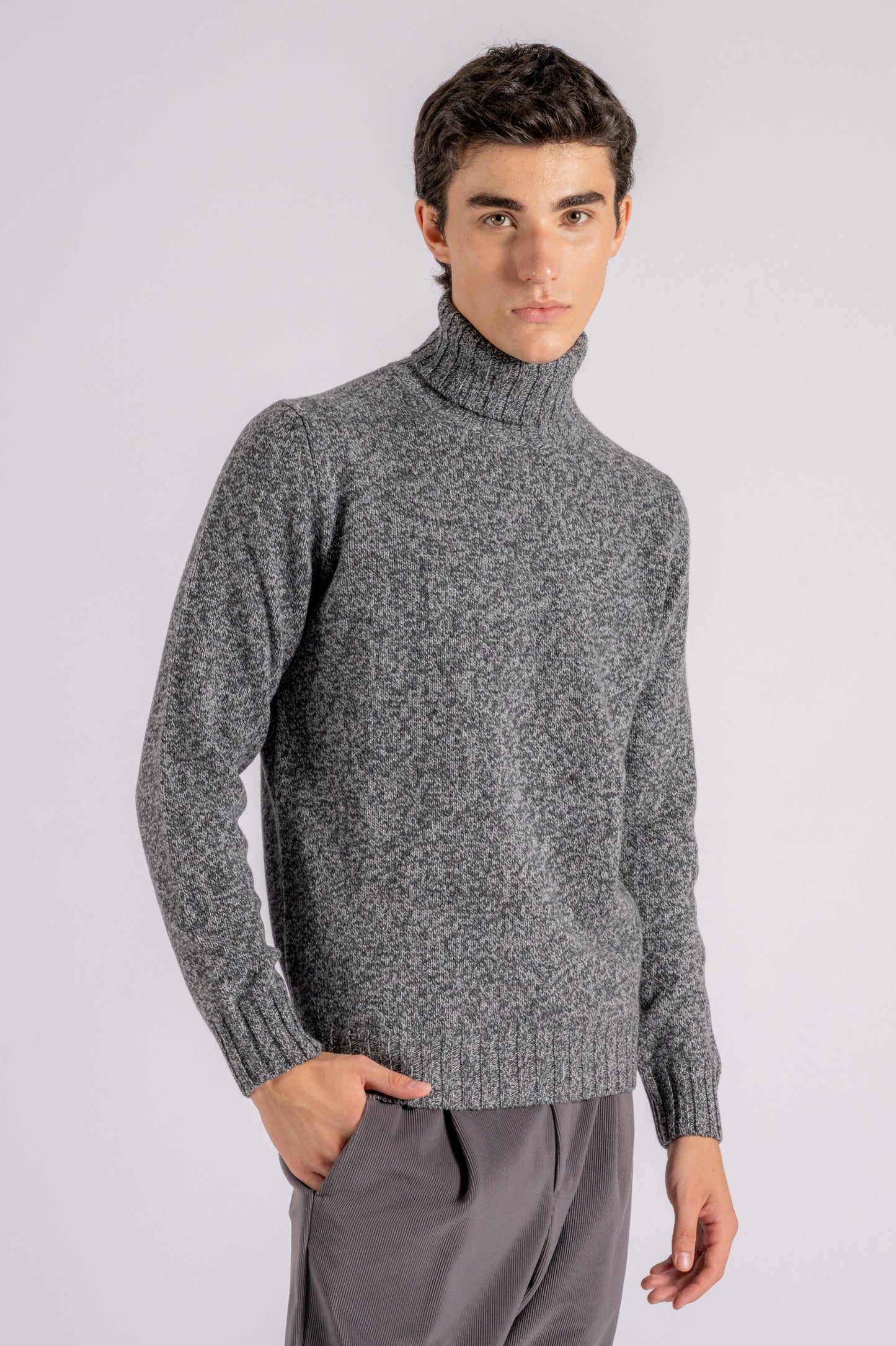  Filippo De Laurentiis Turtleneck Sweater Superfine Merino Wool Grey Grigio Uomo - 2