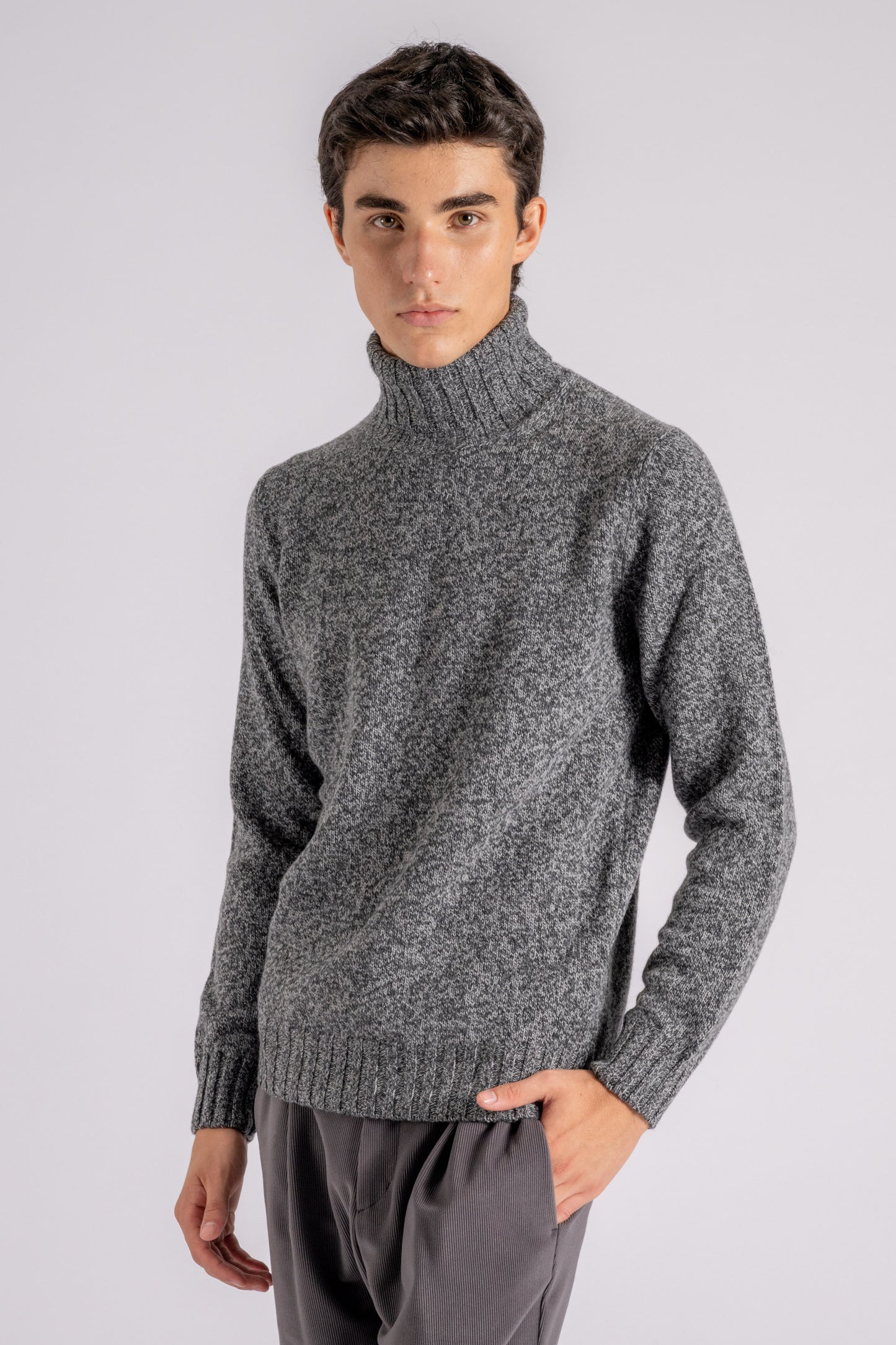  Filippo De Laurentiis Turtleneck Sweater Superfine Merino Wool Grey Grigio Uomo - 3