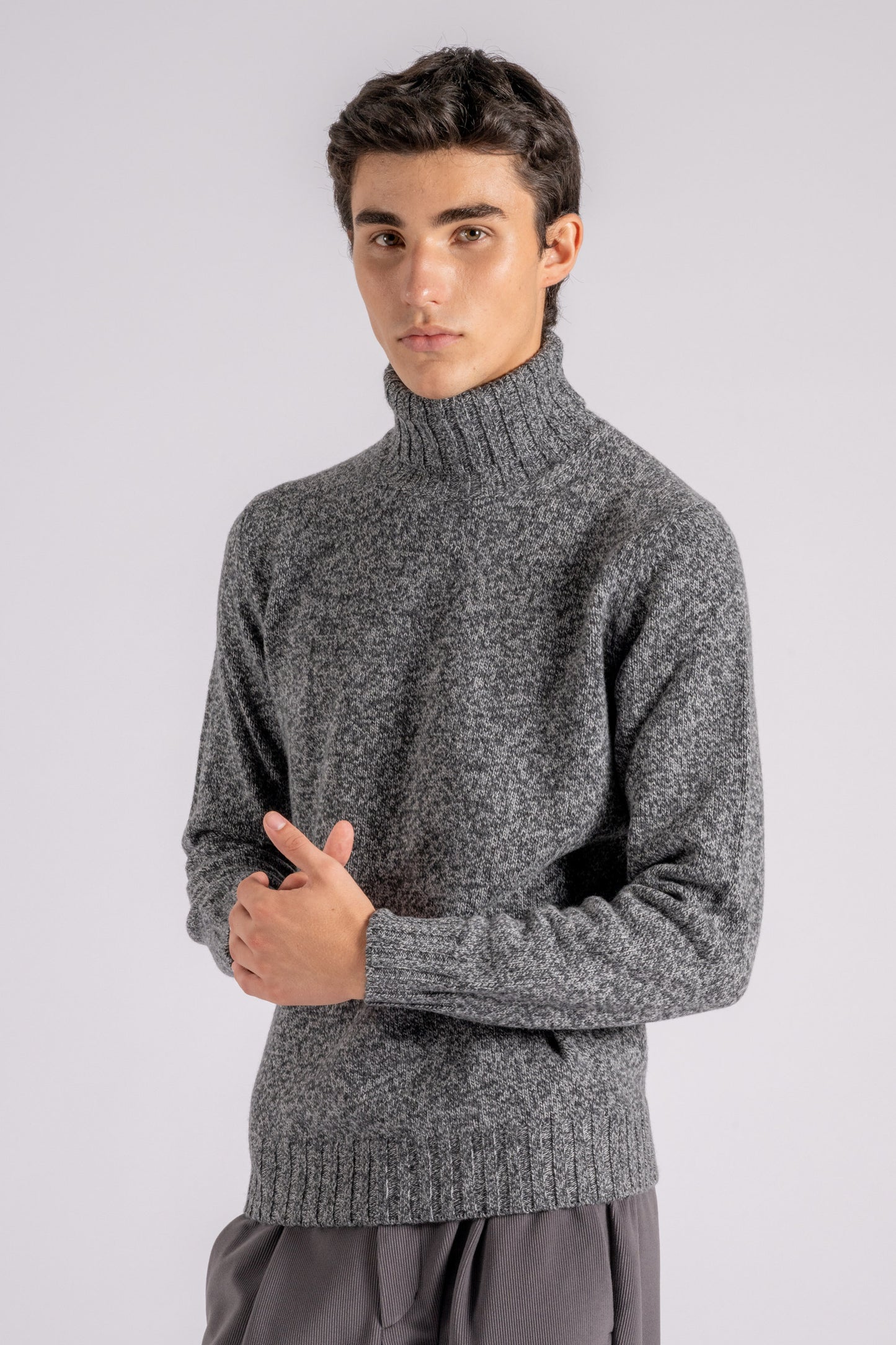  Filippo De Laurentiis Turtleneck Sweater Superfine Merino Wool Grey Grigio Uomo - 4