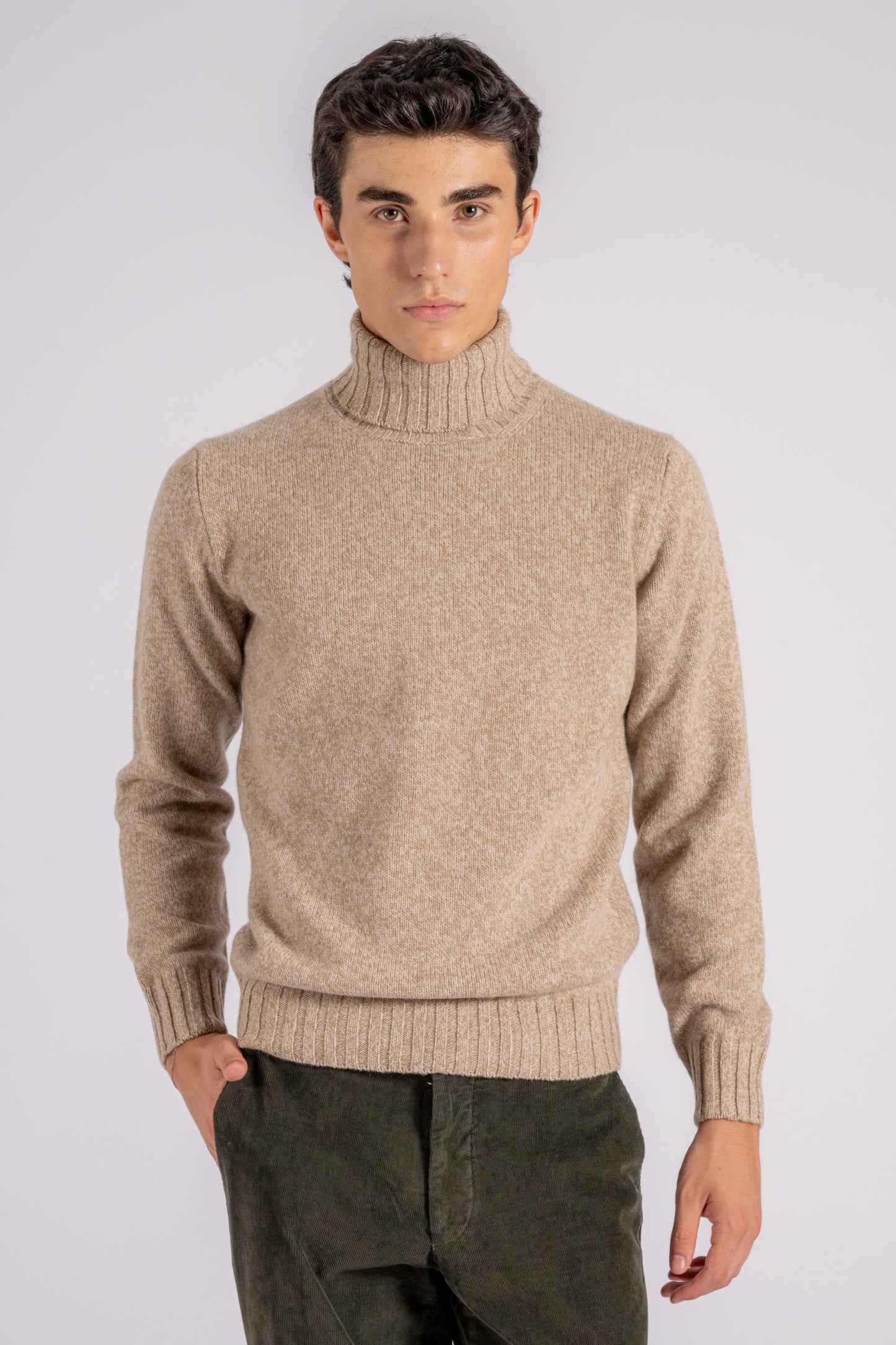  Filippo De Laurentiis Turtleneck Sweater Extra Fine Virgin Wool Multicolor Beige Uomo - 1